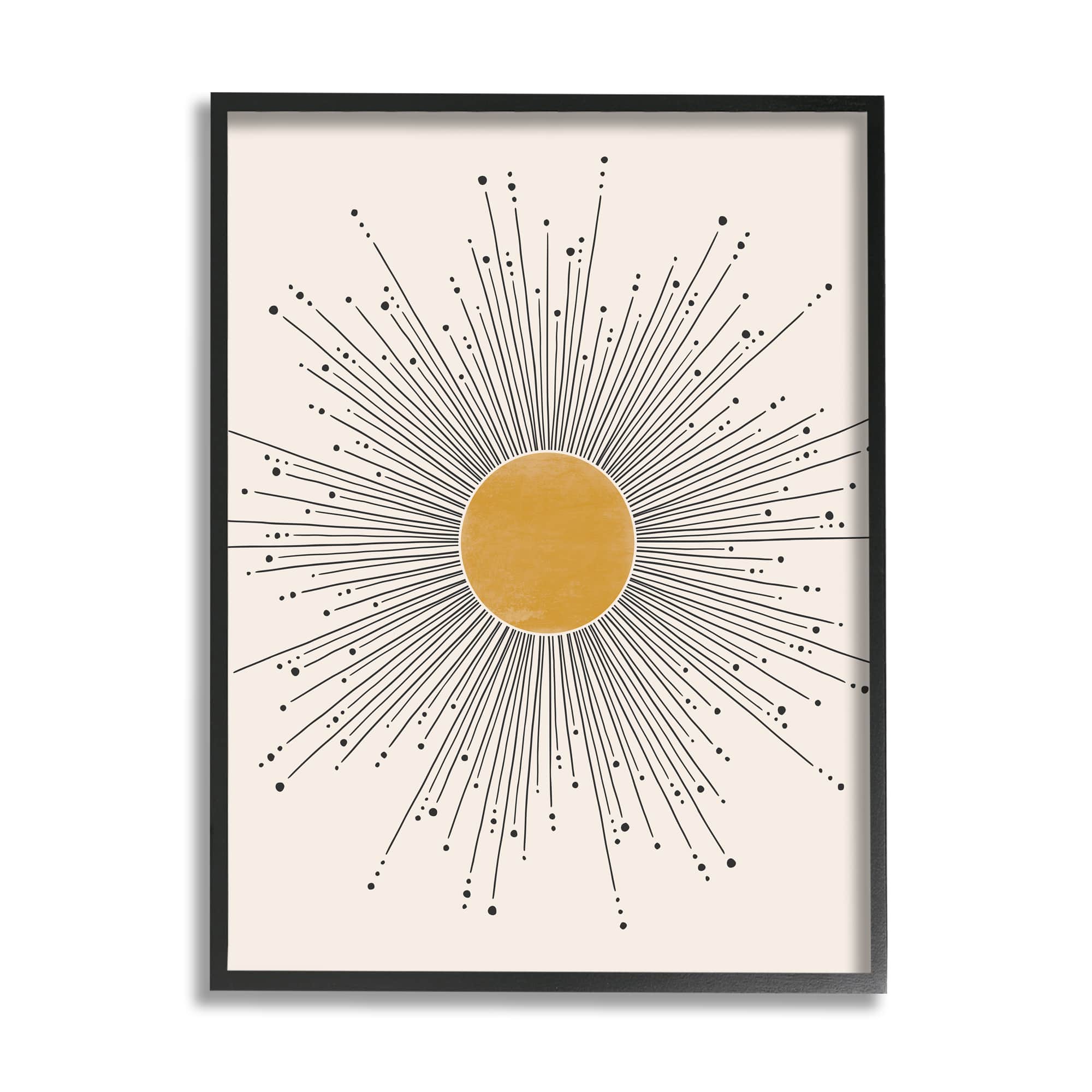 Stupell Industries Art Deco Summer Sun Geometric Line Bursts Framed Wall Art