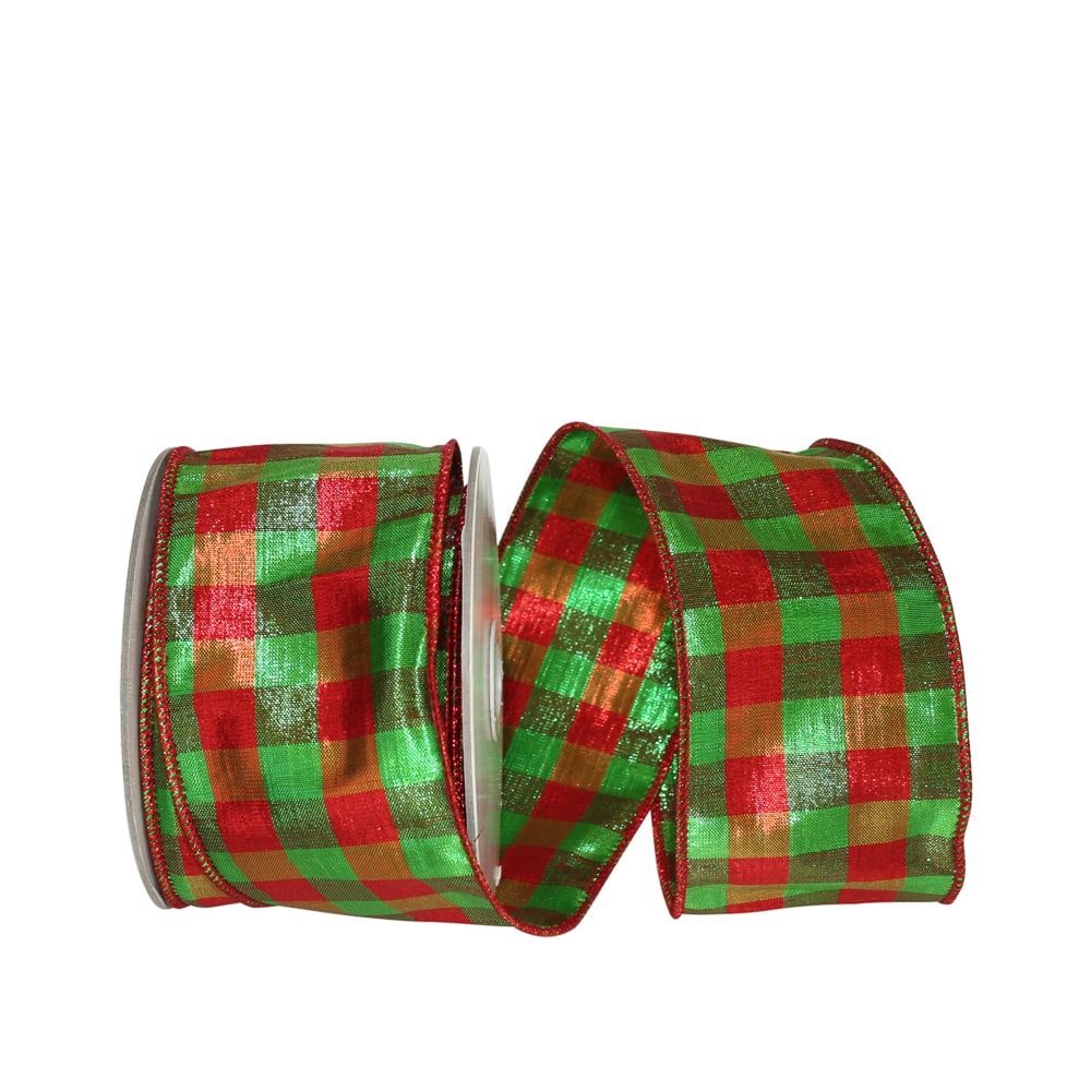 JAM Paper 2.5" x 10yd. Metallic Wired Lame Gingham Check Dupioni Ribbon