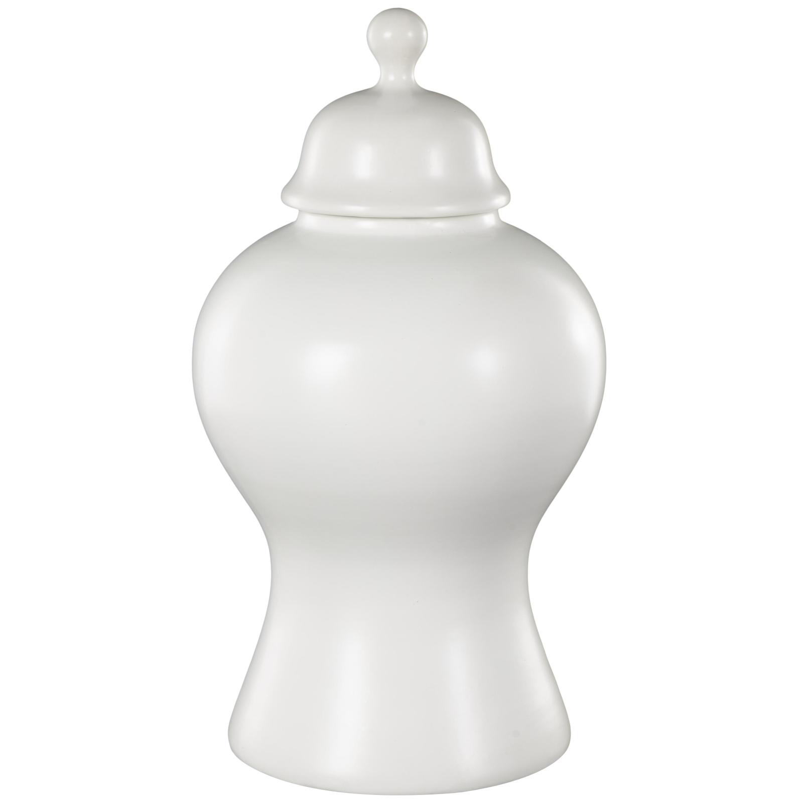 Ivory and Iris White Ceramic Rounded Decorative Jars with Lid & Ball Knob