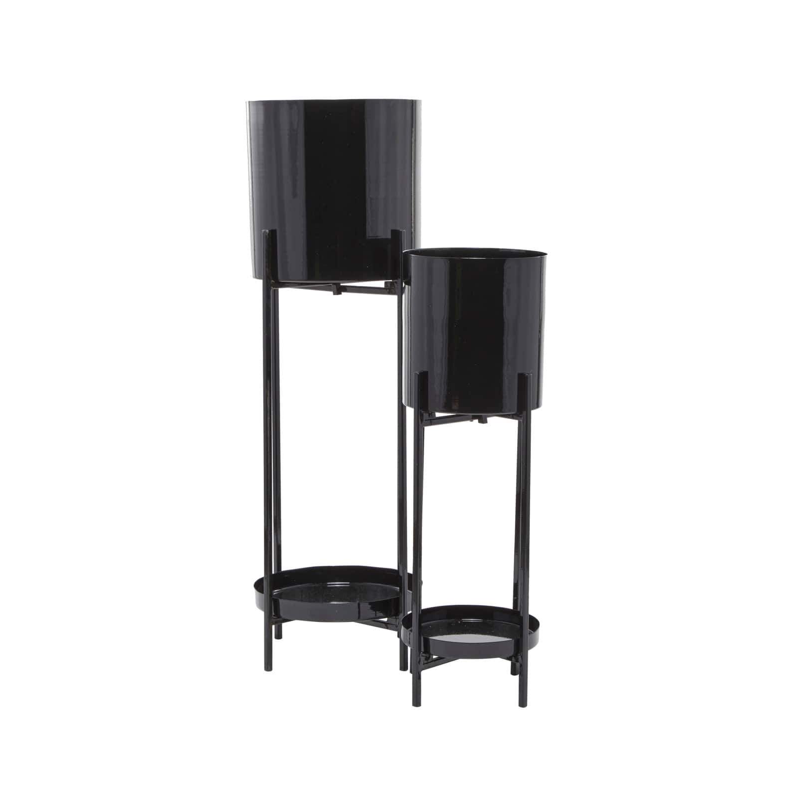 Black Contemporary Planter, Set of 2" 24", 32"