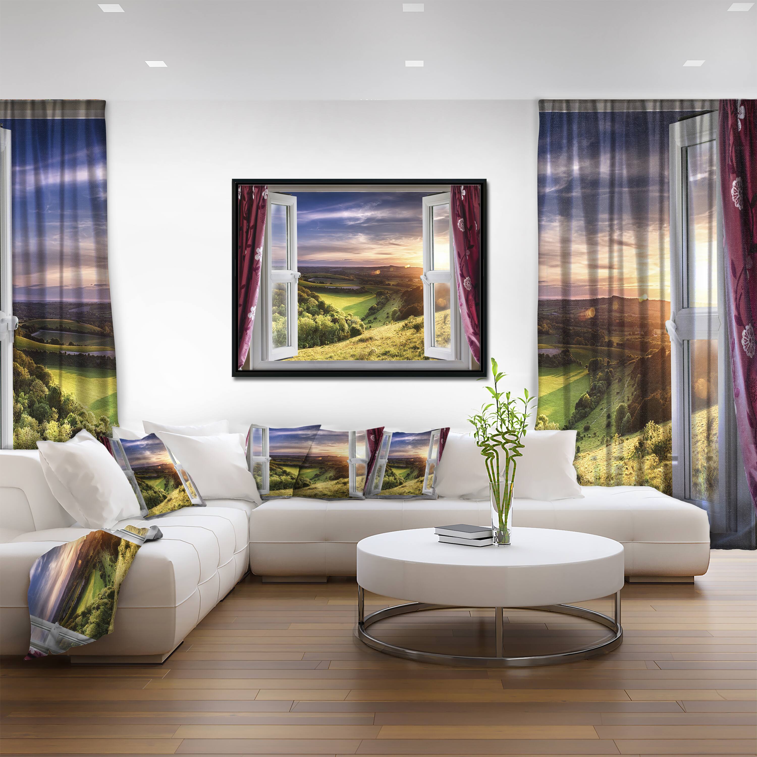Designart - Window View - Landscape Canvas Art Print in Black Frame