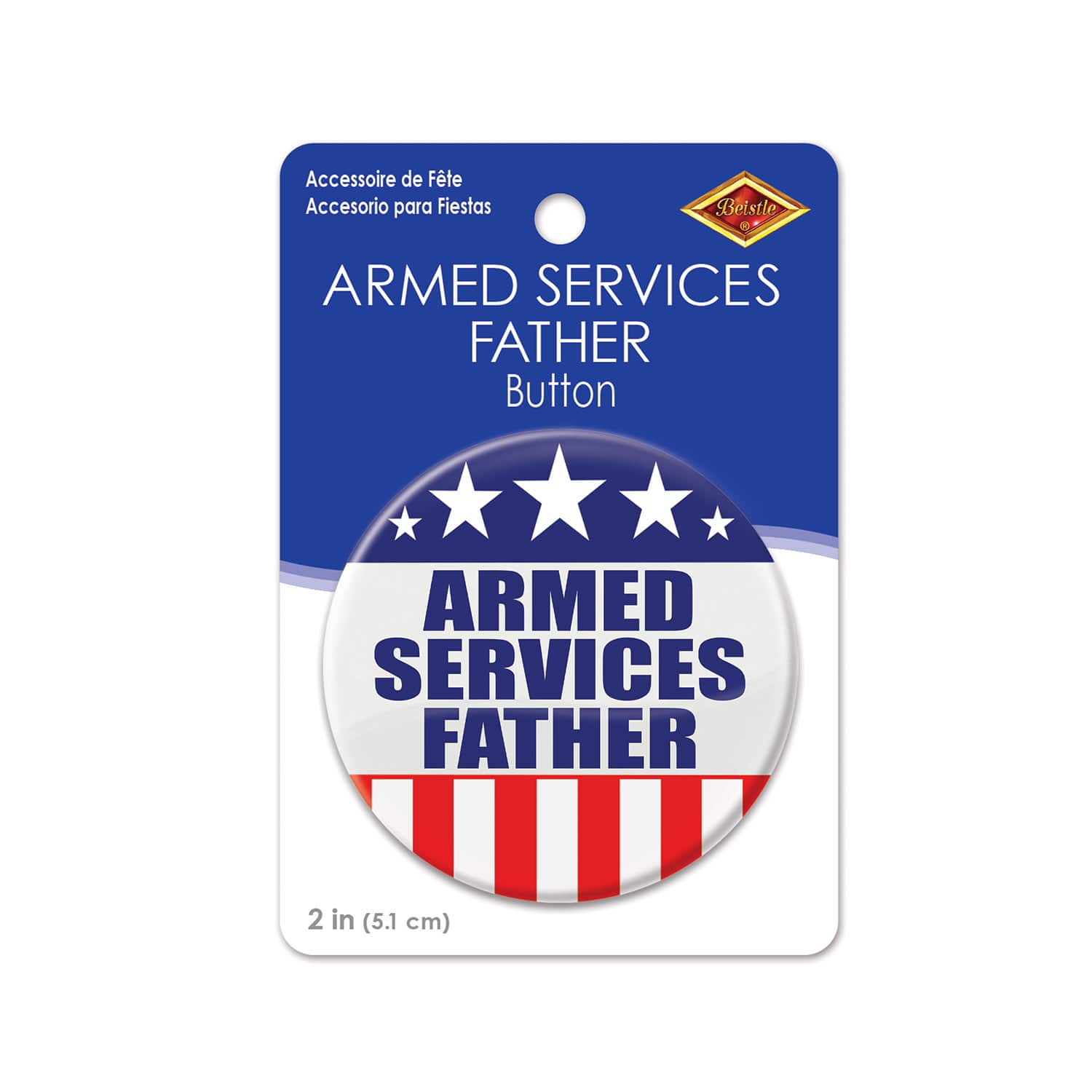 Beistle 2" Red, White & Blue Armed Services Father Buttons, 6ct.