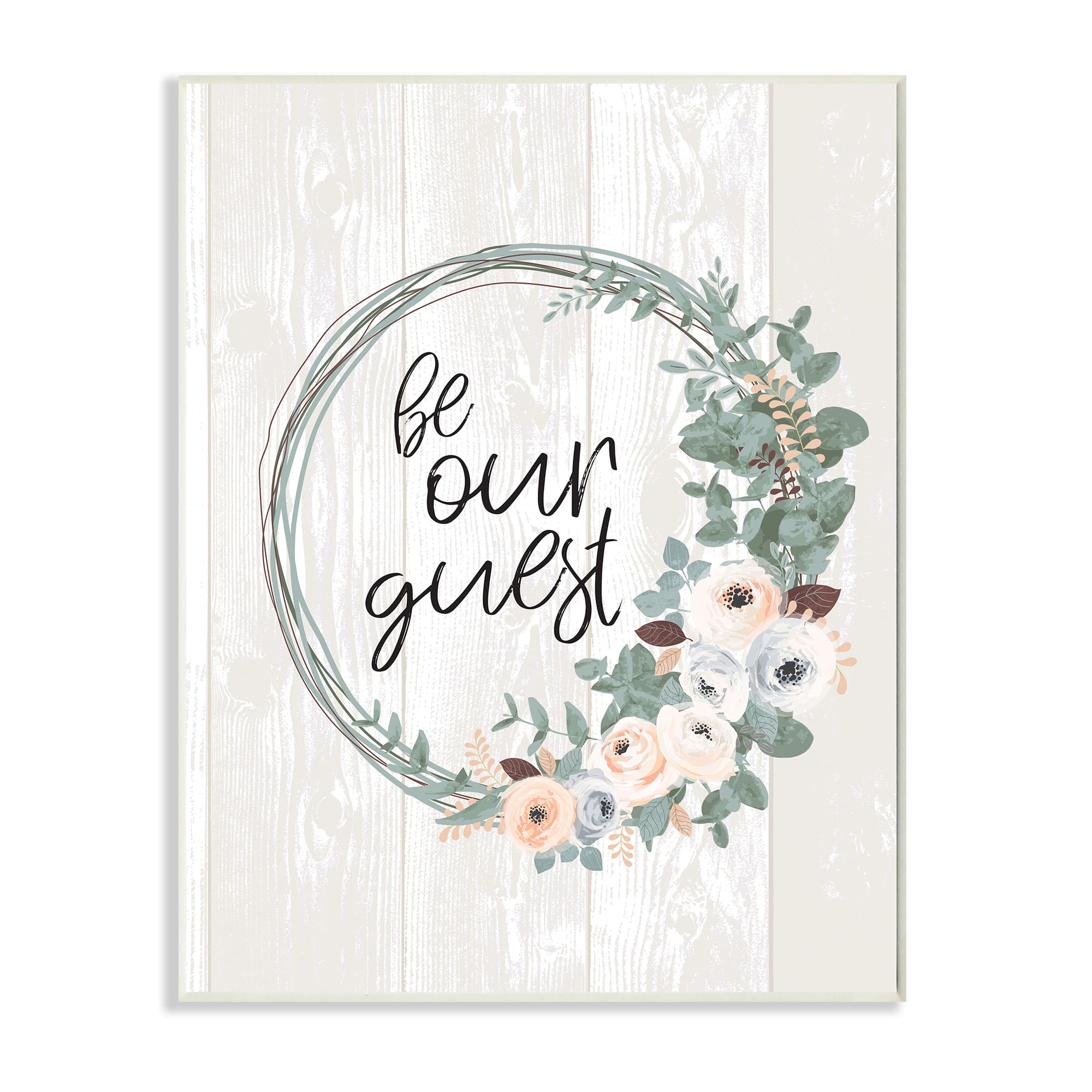 Stupell Industries Be Our Guest Greeting Charming Floral Wreath Wall Plaque