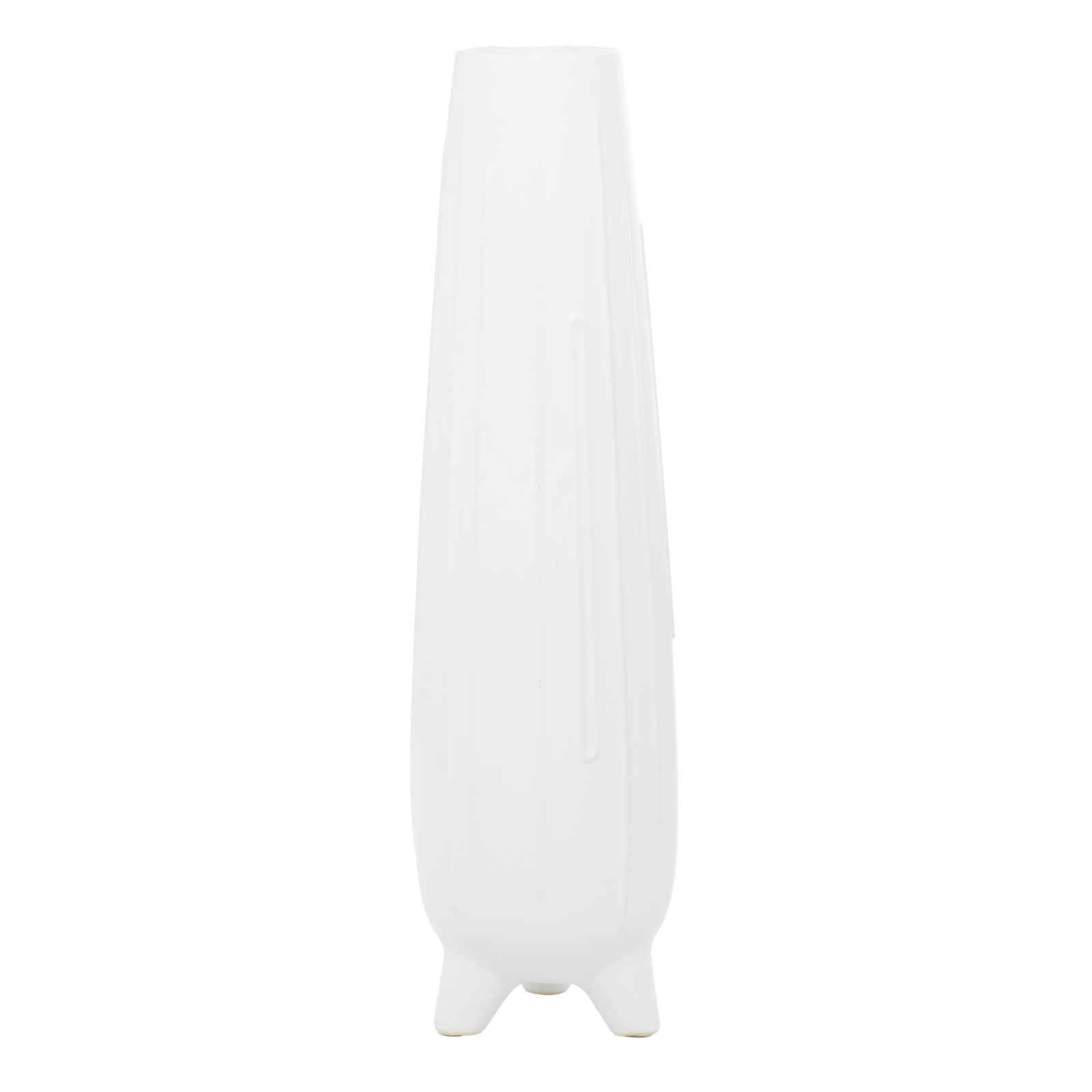 CosmoLiving by Cosmopolitan White Ceramic Contemporary Vase, 7" x 26"