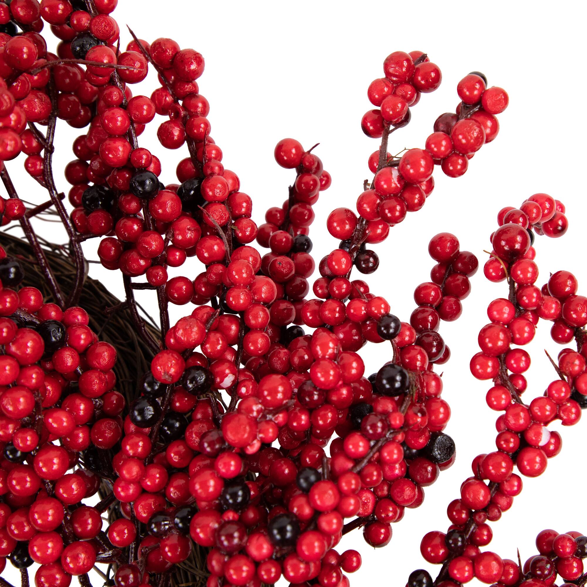 22" Red & Brown Berry Christmas Wreath