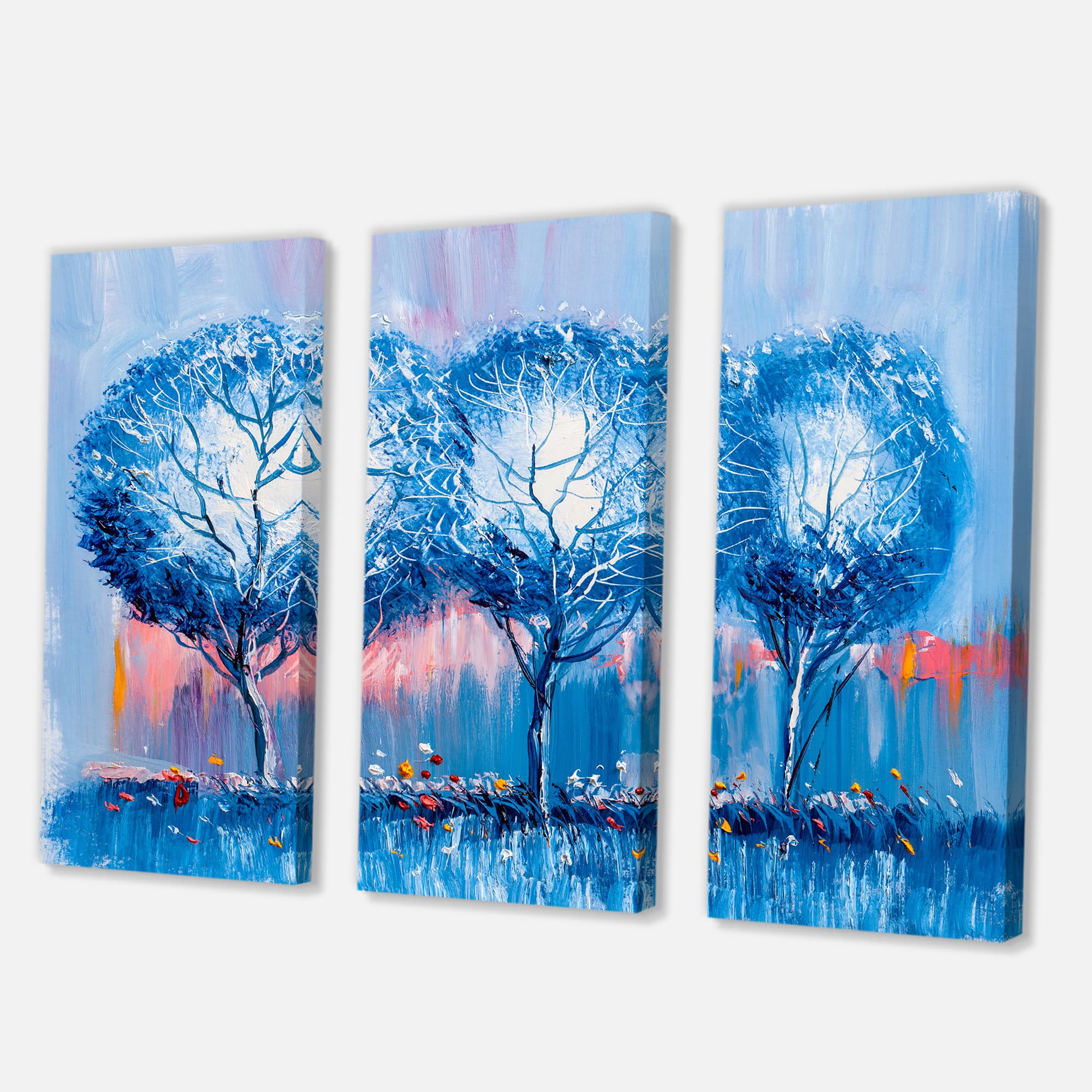 Designart - Colourful Trees Impressionist Landscape III - Modern Canvas Wall Art Print