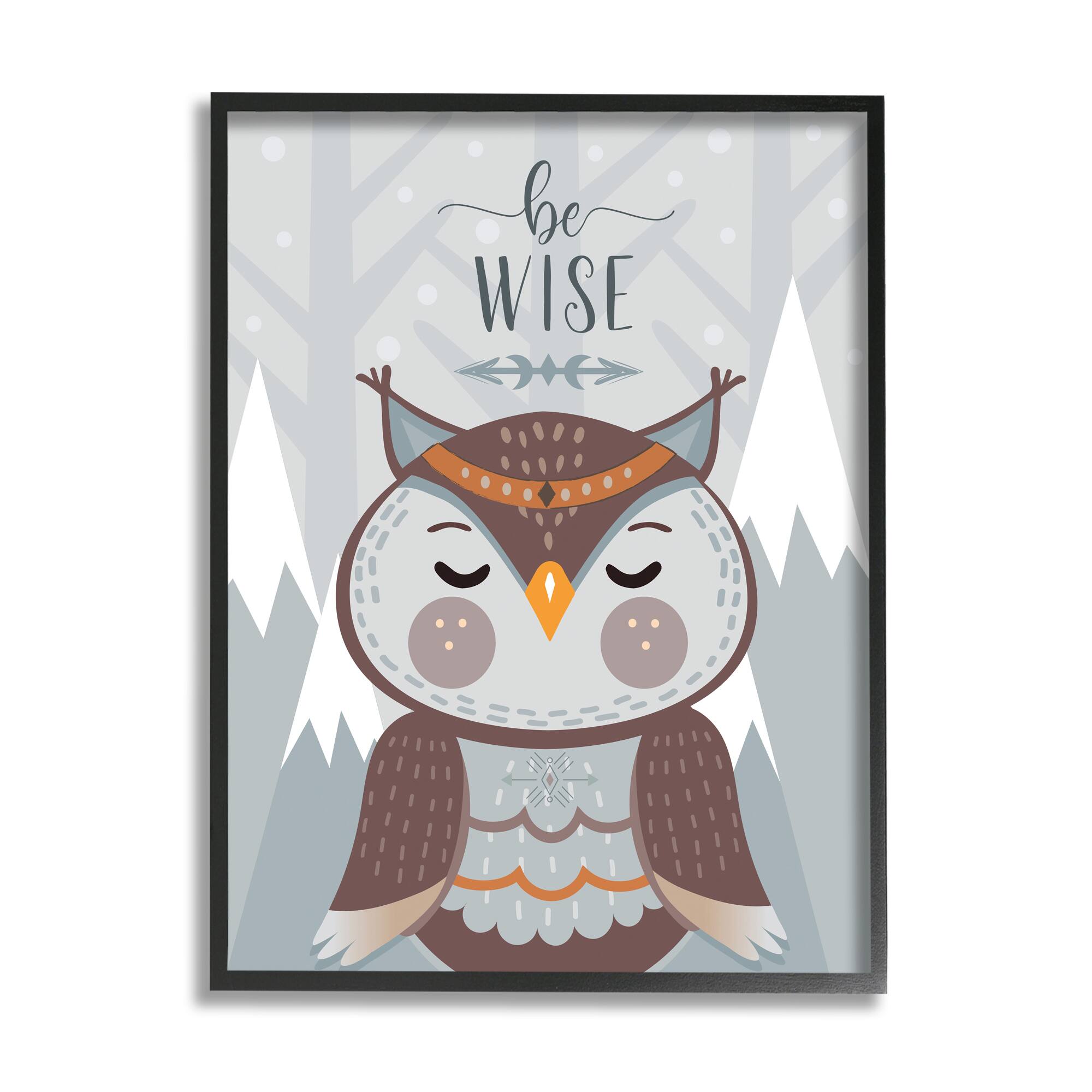 Stupell Industries Be Wise Loveable Owl Black Frame Wall Art