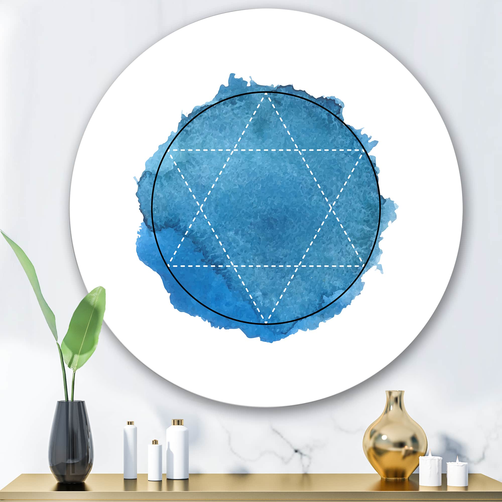 Designart - Symbol of Alchemy and Sacred Geometry III - Bohemian & Eclectic Metal Circle Wall Art