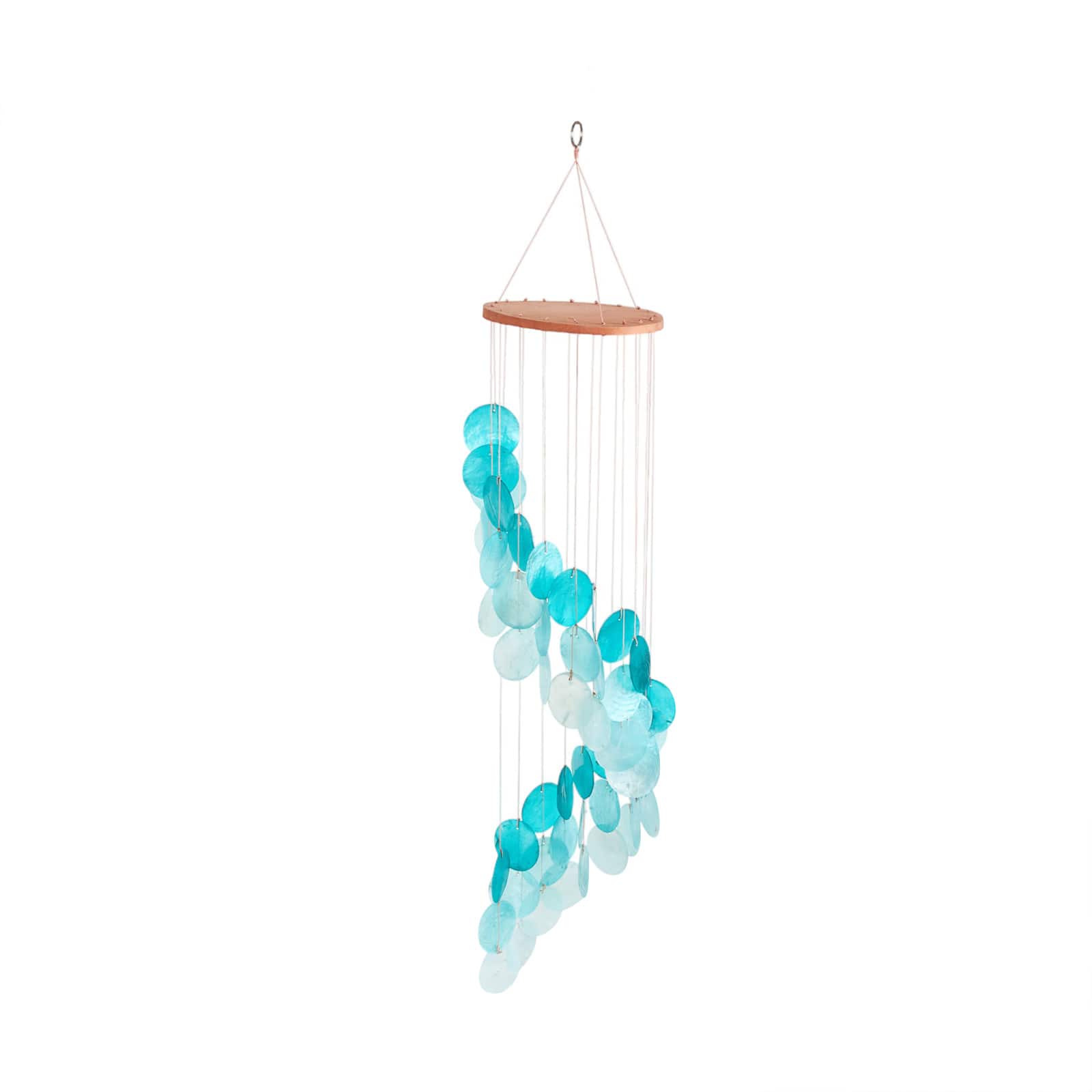 31" Teal Capiz Shell Waterfall Wind Chime