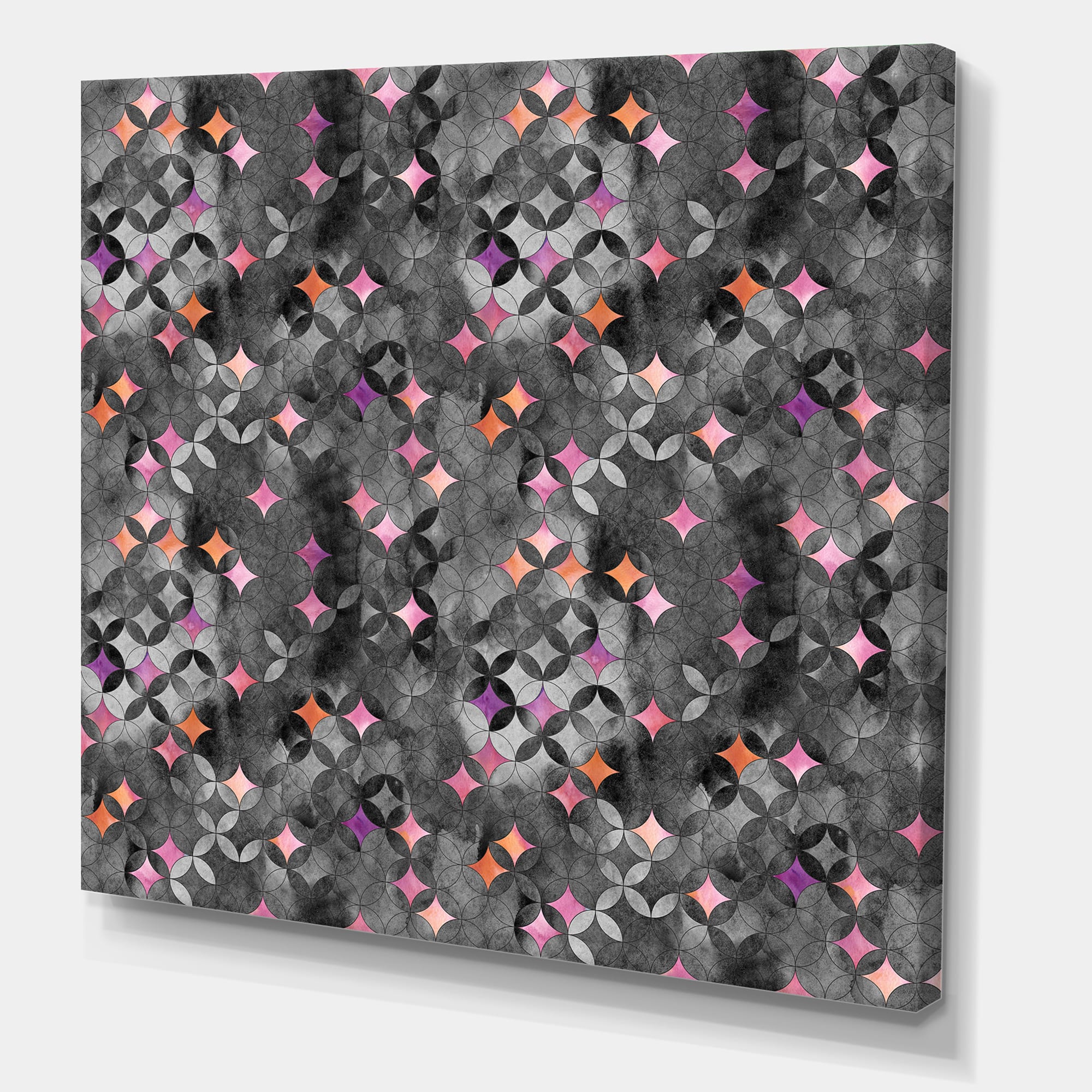 Designart - Geometry Intersecting Circles With Pink Stars