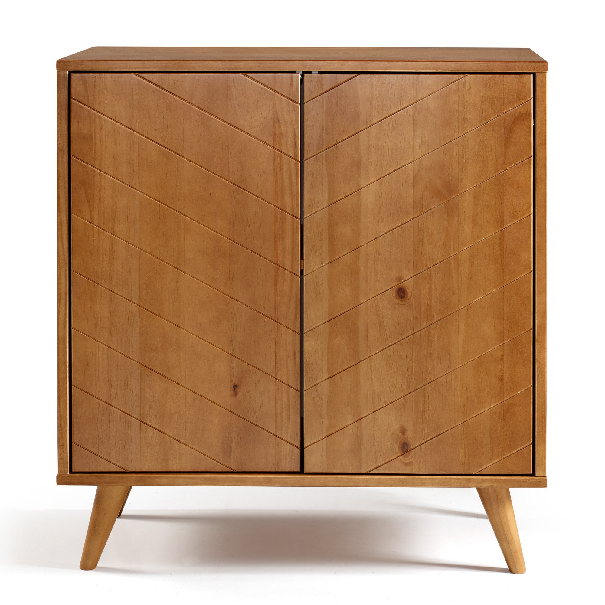 Walker Edison Caramel Chevron 2 Door Accent Cabinet