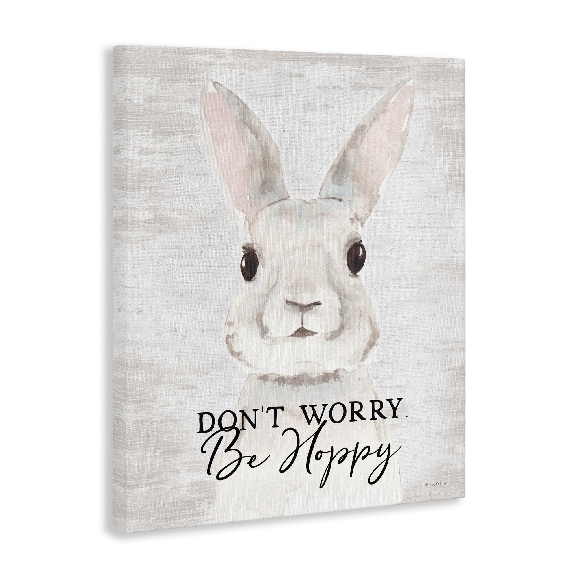 Stupell Industries Don't Worry Be Hoppy Easter Bunny Rabbit Pun Canvas Wall Art