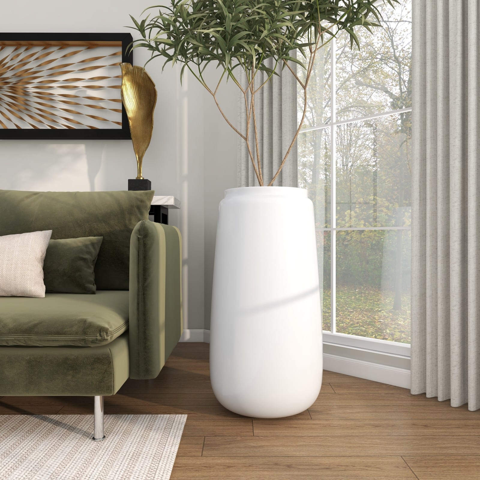 30" Tall White Floor Vase