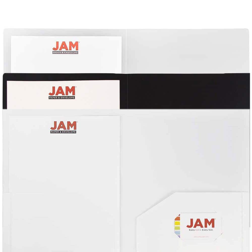 JAM Paper Business Color Heavy Duty Plastic 2-Pocket School Folders, 6ct.