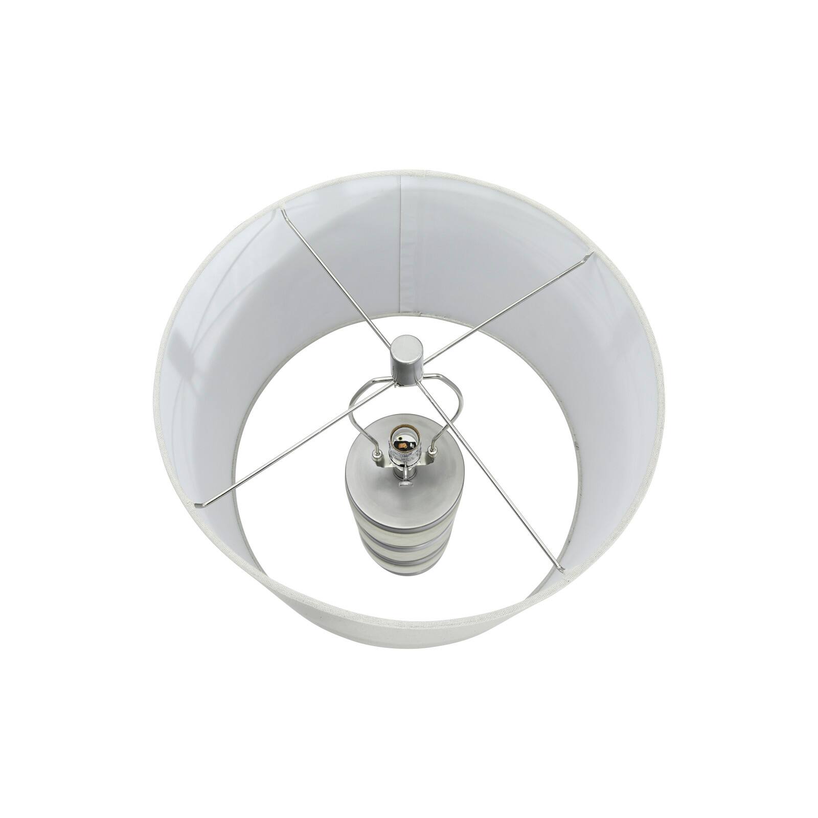 Hello Honey® 24" Raw Concrete White & Silver Table Lamp With Imprinted Diamond Design & Metal Accents