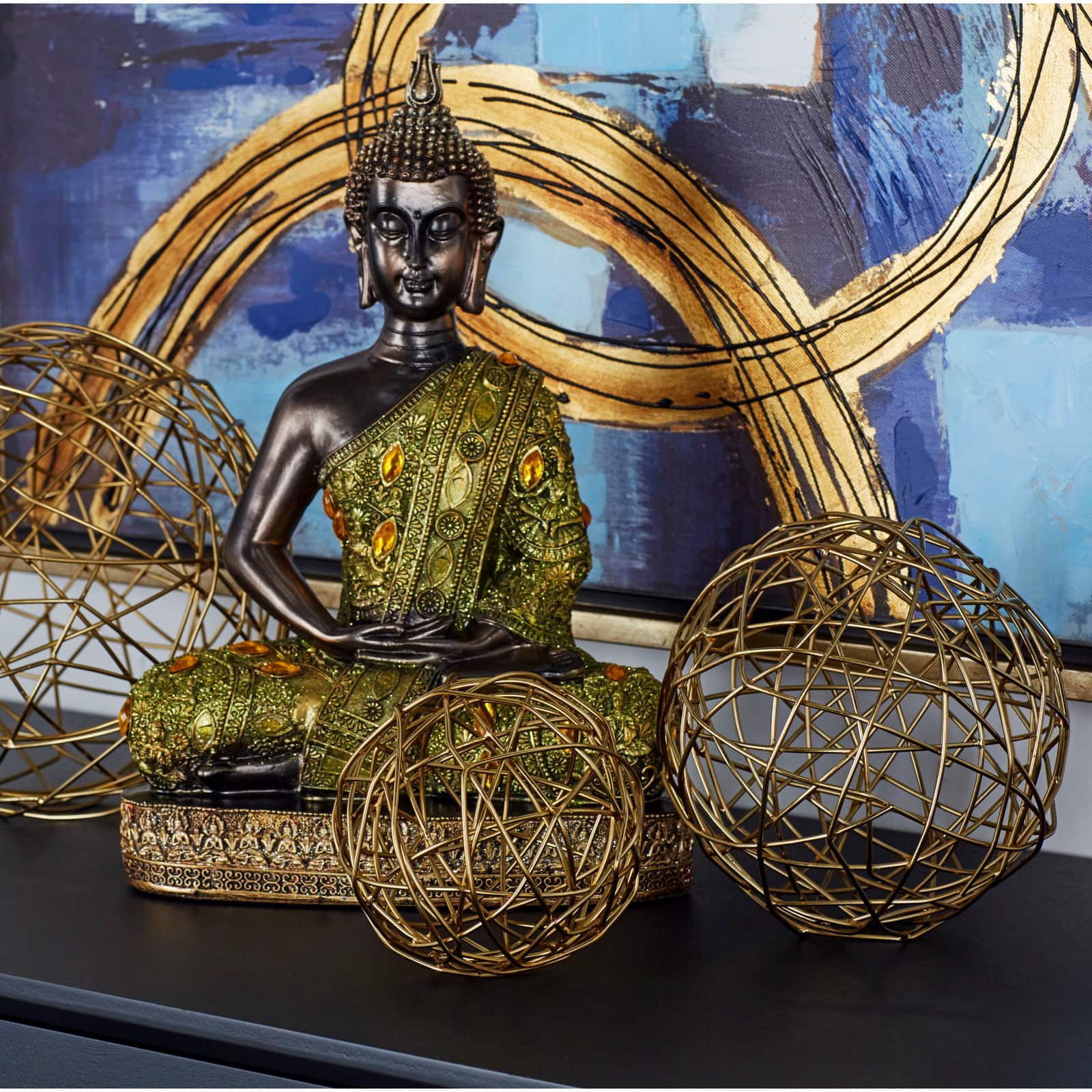 CosmoLiving by Cosmopolitan Gold Metal Contemporary Geometric Sculpture Set