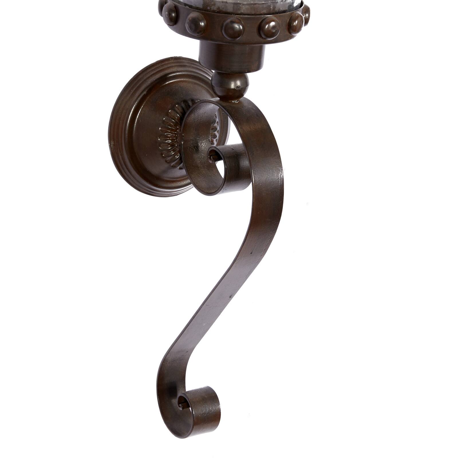 20" Brown Iron Traditional Candle Wall Sconce