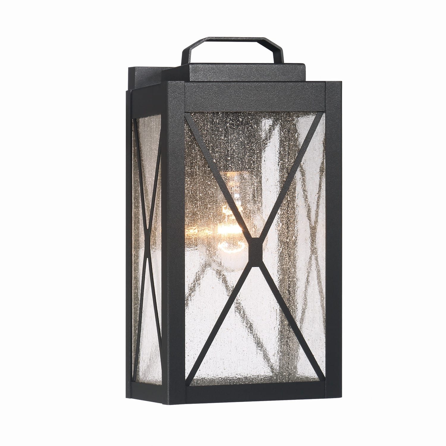 Hello Honey® Charleston Matte Black Farmhouse Rectangular Metal & Glass Wall Mounted Outdoor Light