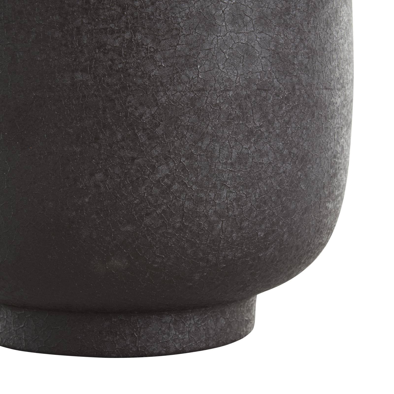 12" Black Textured Rounded Metal Vase