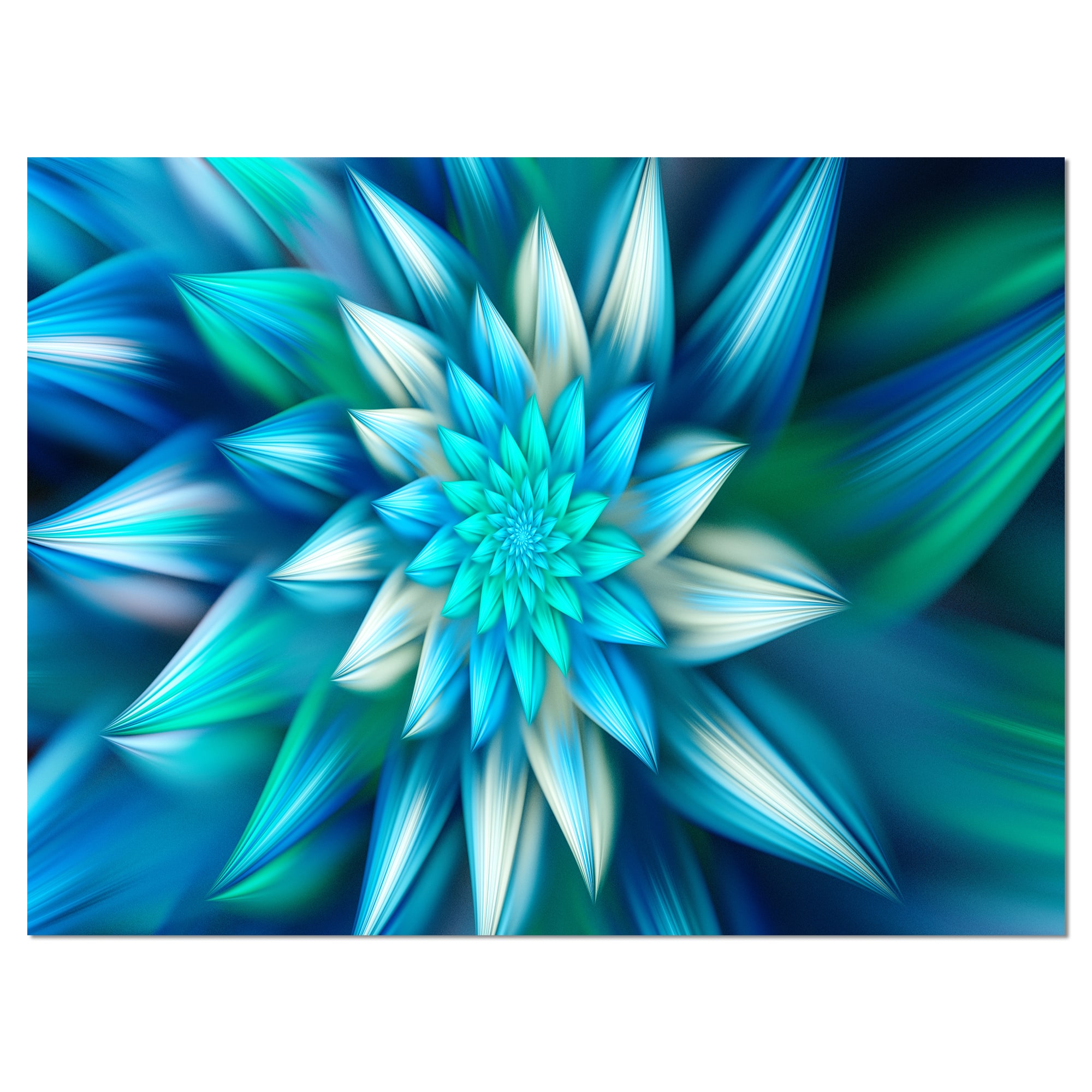 Designart - Huge Blue Fractal Flower - Floral Canvas Art Print