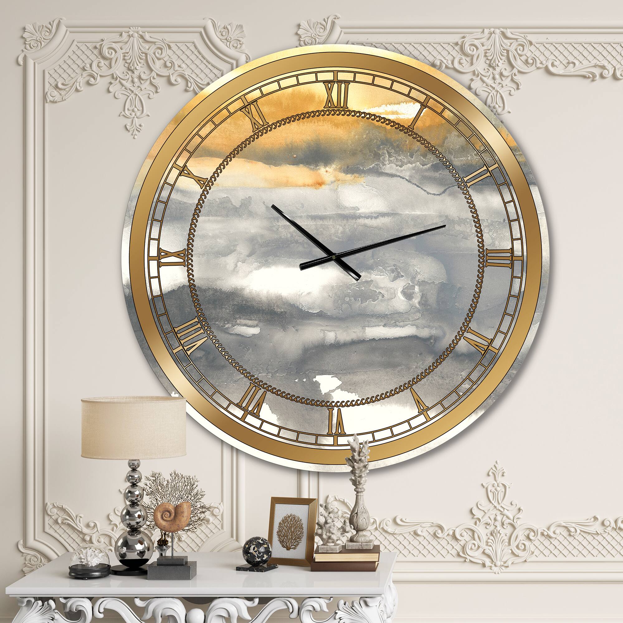 Designart 'Gold Glamour Direction Ii Glam Wall Clock