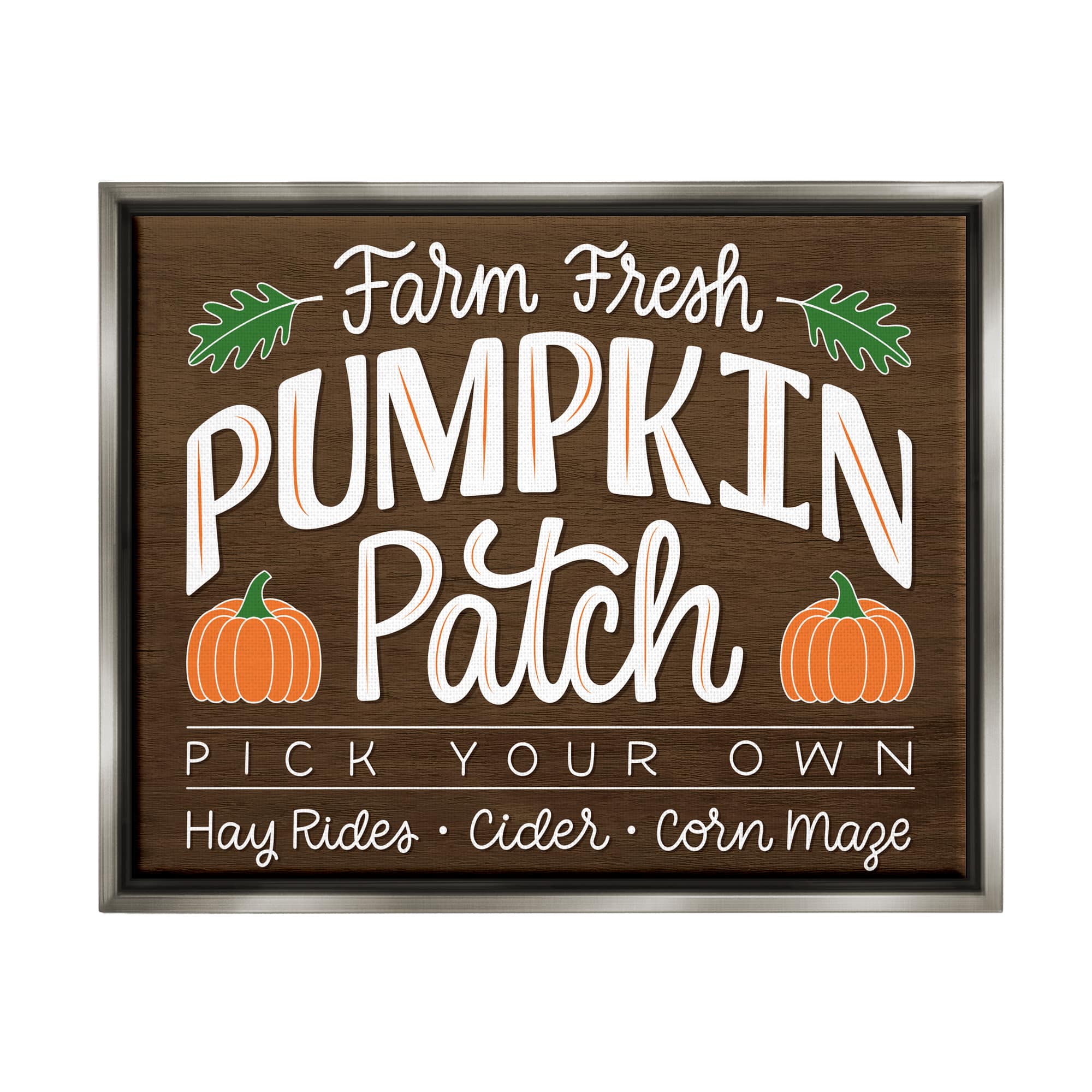 Stupell Industries Farm Fresh Pumpkin Patch Sign Framed Floater Canvas Wall Art