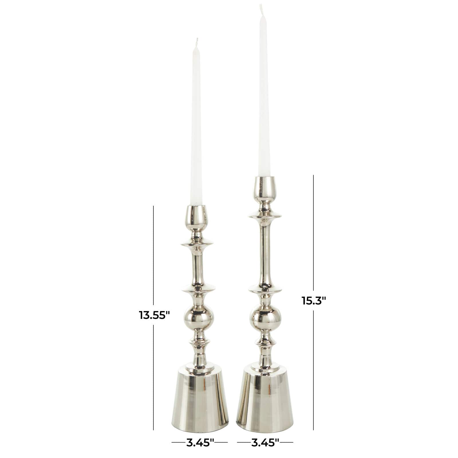 Silver Aluminum Candle Holder Set