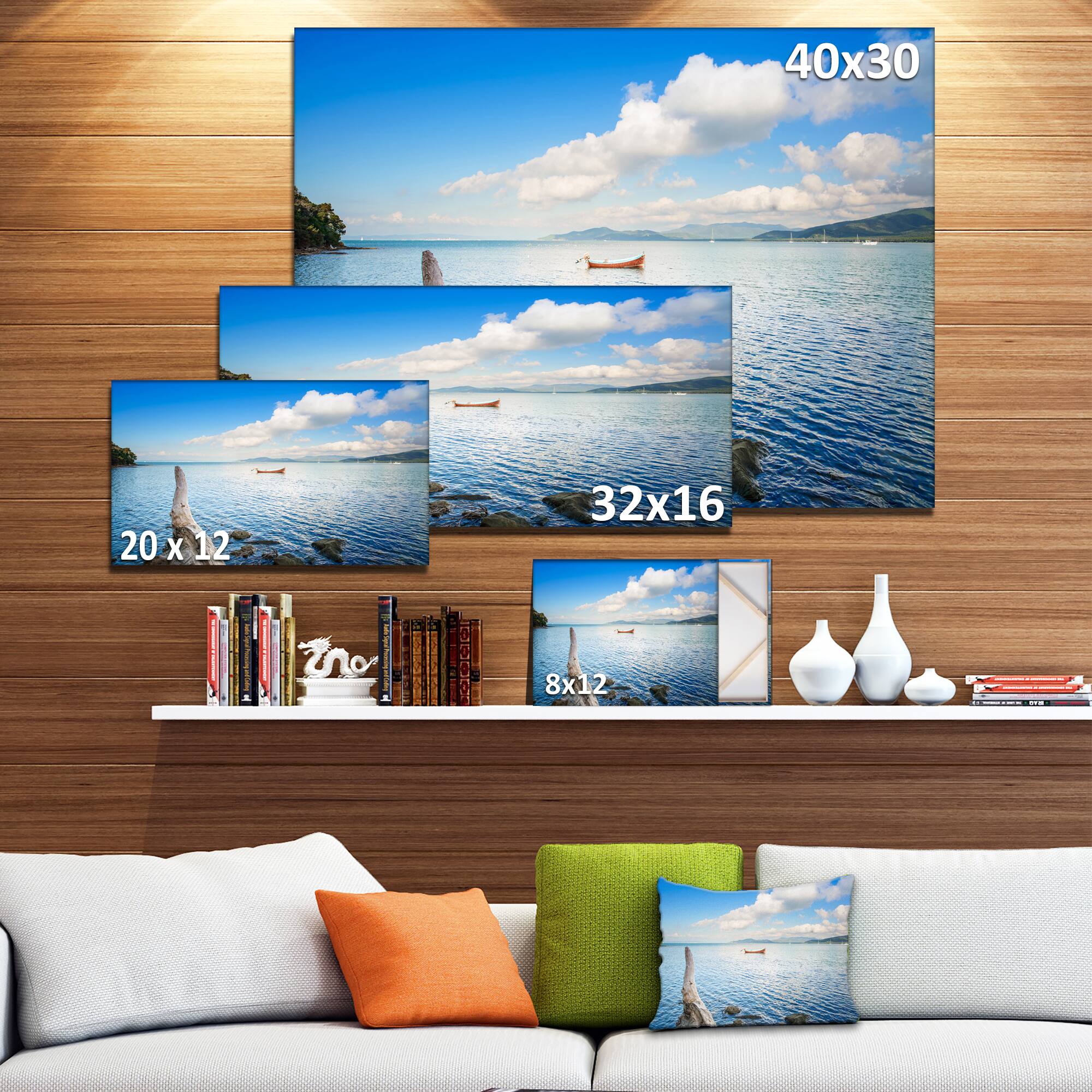 Designart - Small Wooden Boat and Tree Trunk
