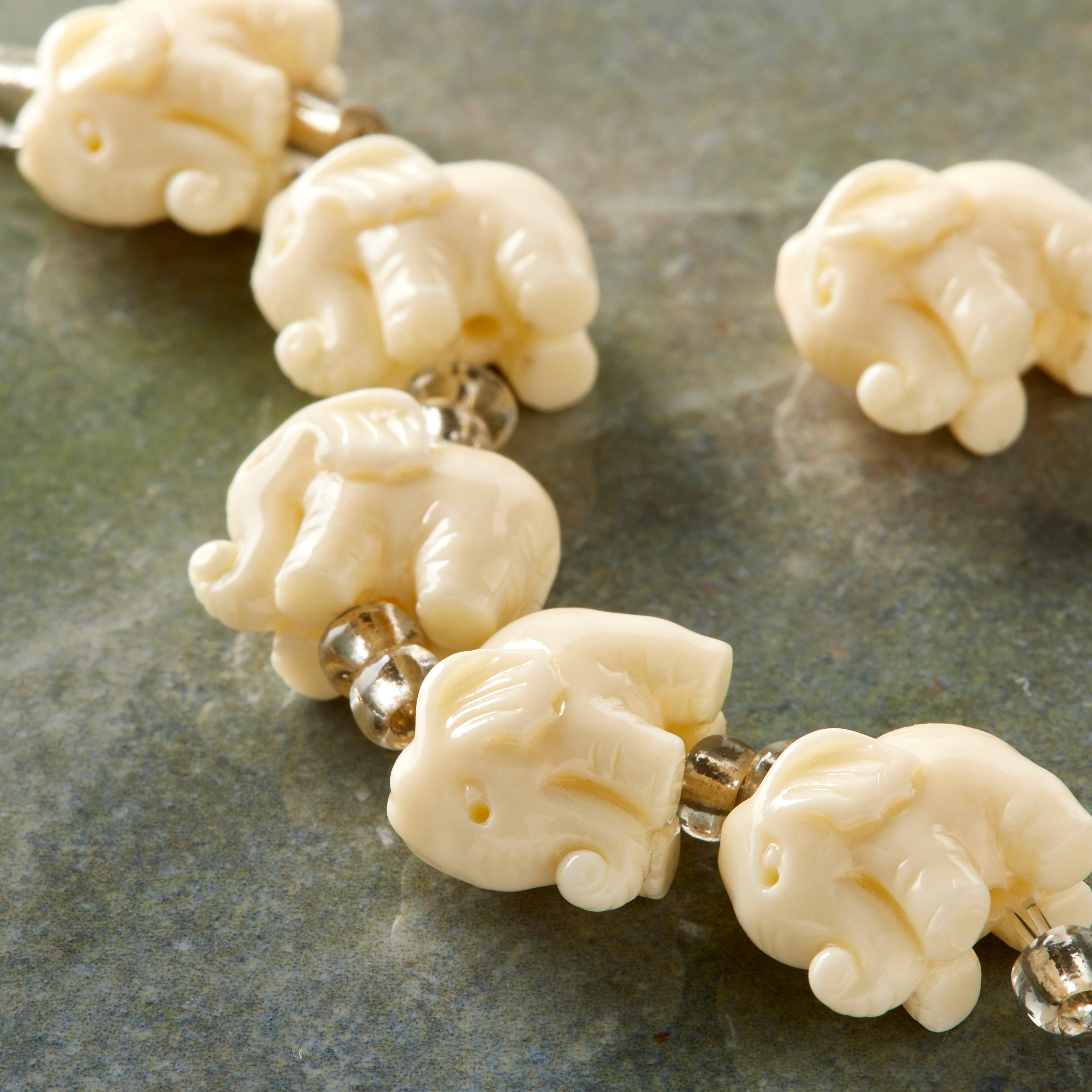 12 Packs: 6 ct. (72 total) White Reconstituted Stone Elephant Beads, 15mm by Bead Landing™