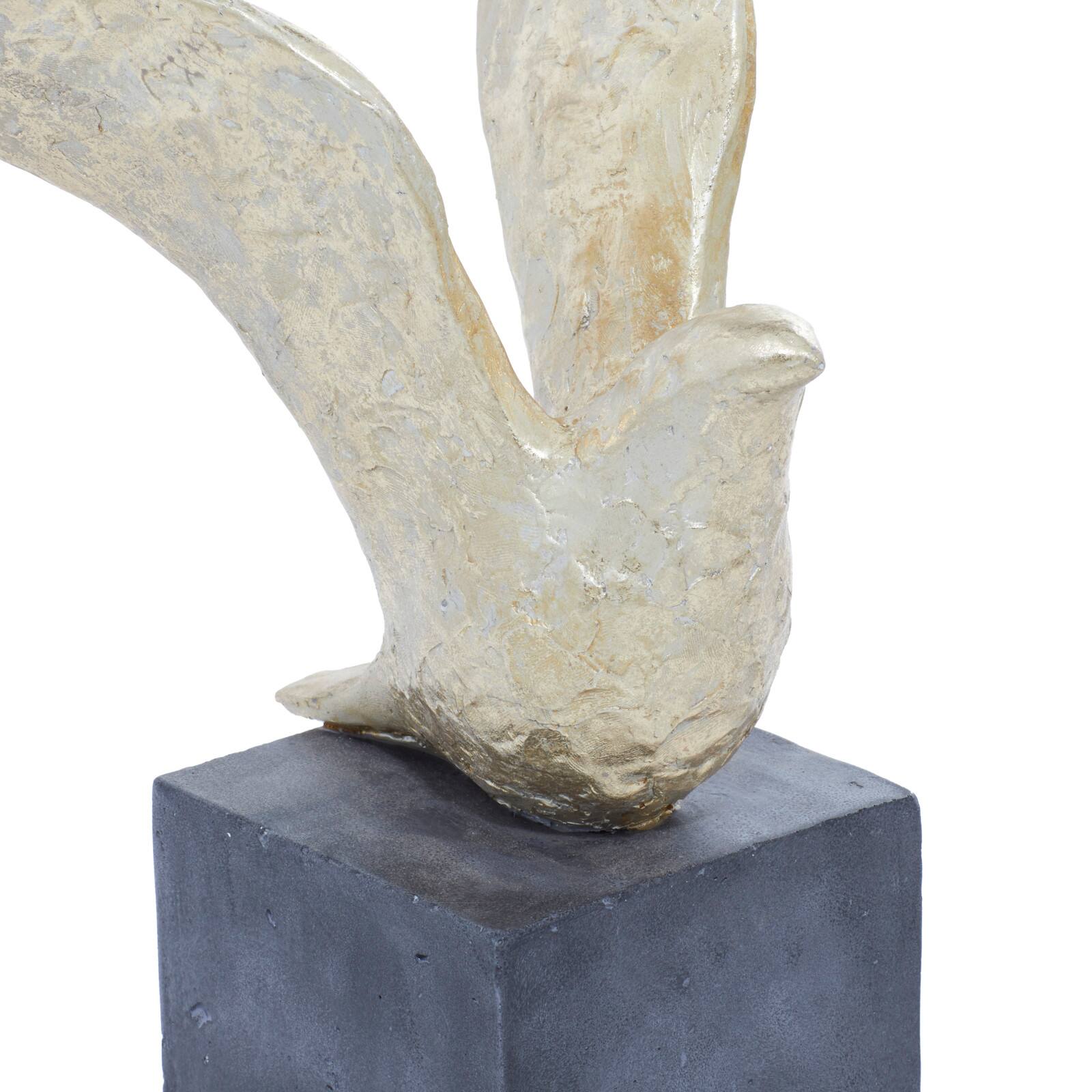 Set of 3 Gold Polystone Birds Sculpture 14", 15", 9"