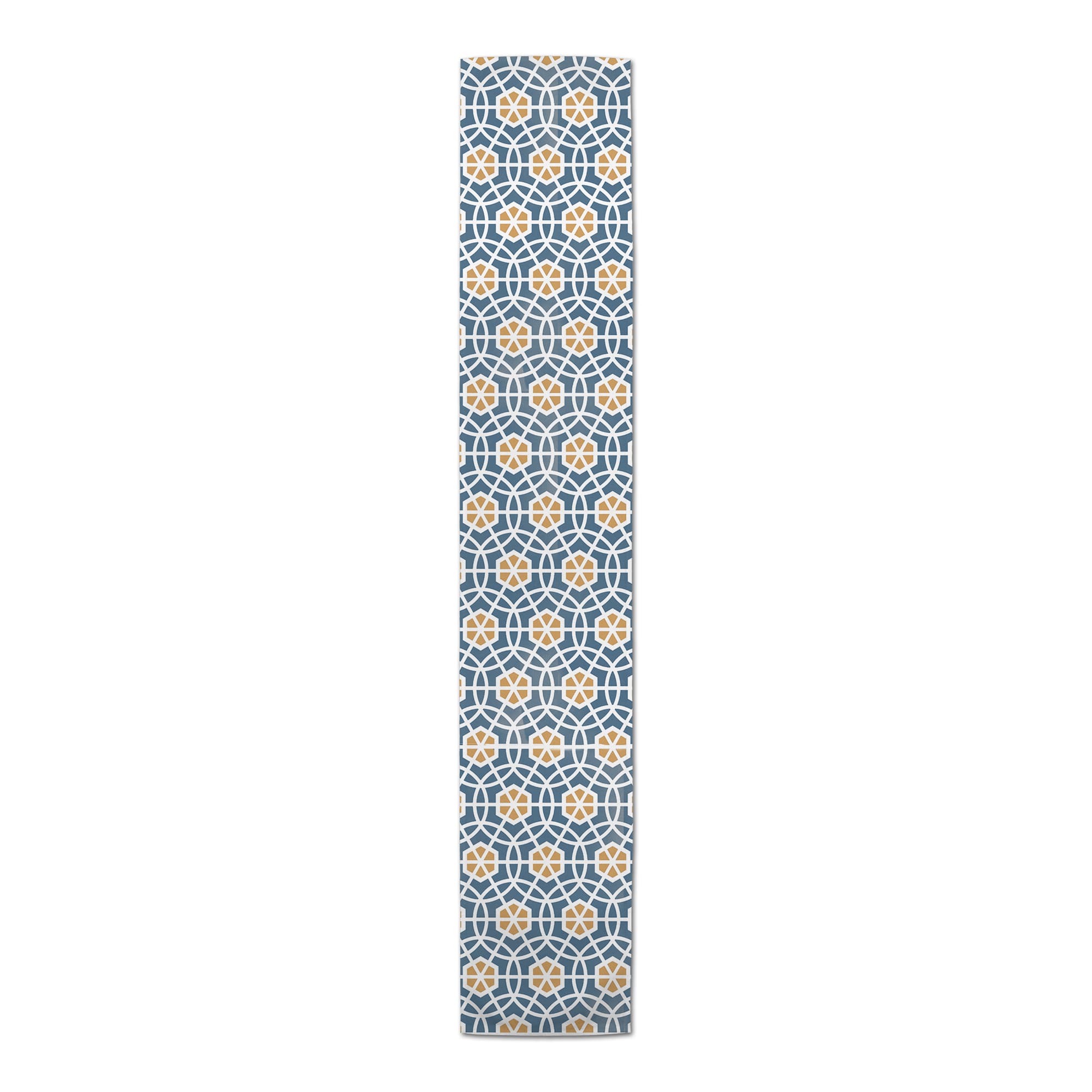 90" Blue & Yellow Circle Hex Cotton Twill Runner