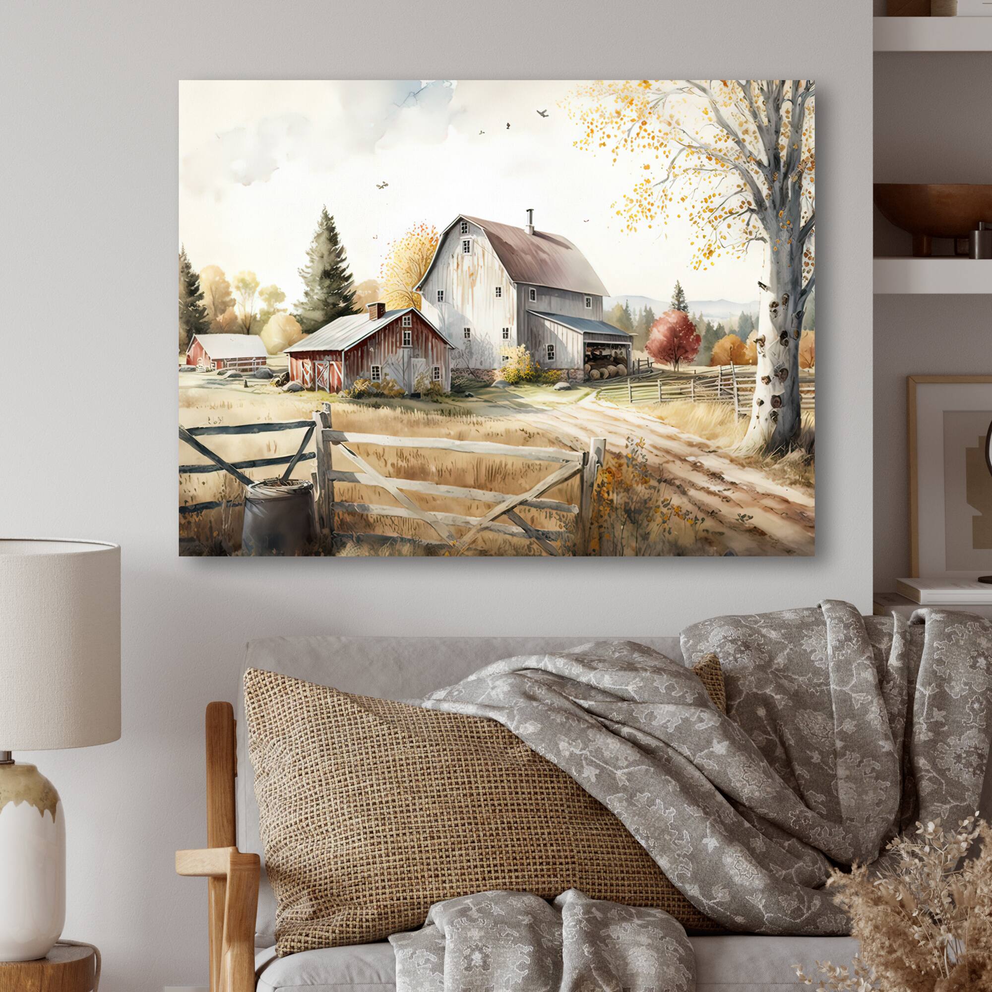 Designart 'Beautiful Barn In Spring II' Farmhouse / Country Canvas Wall Art