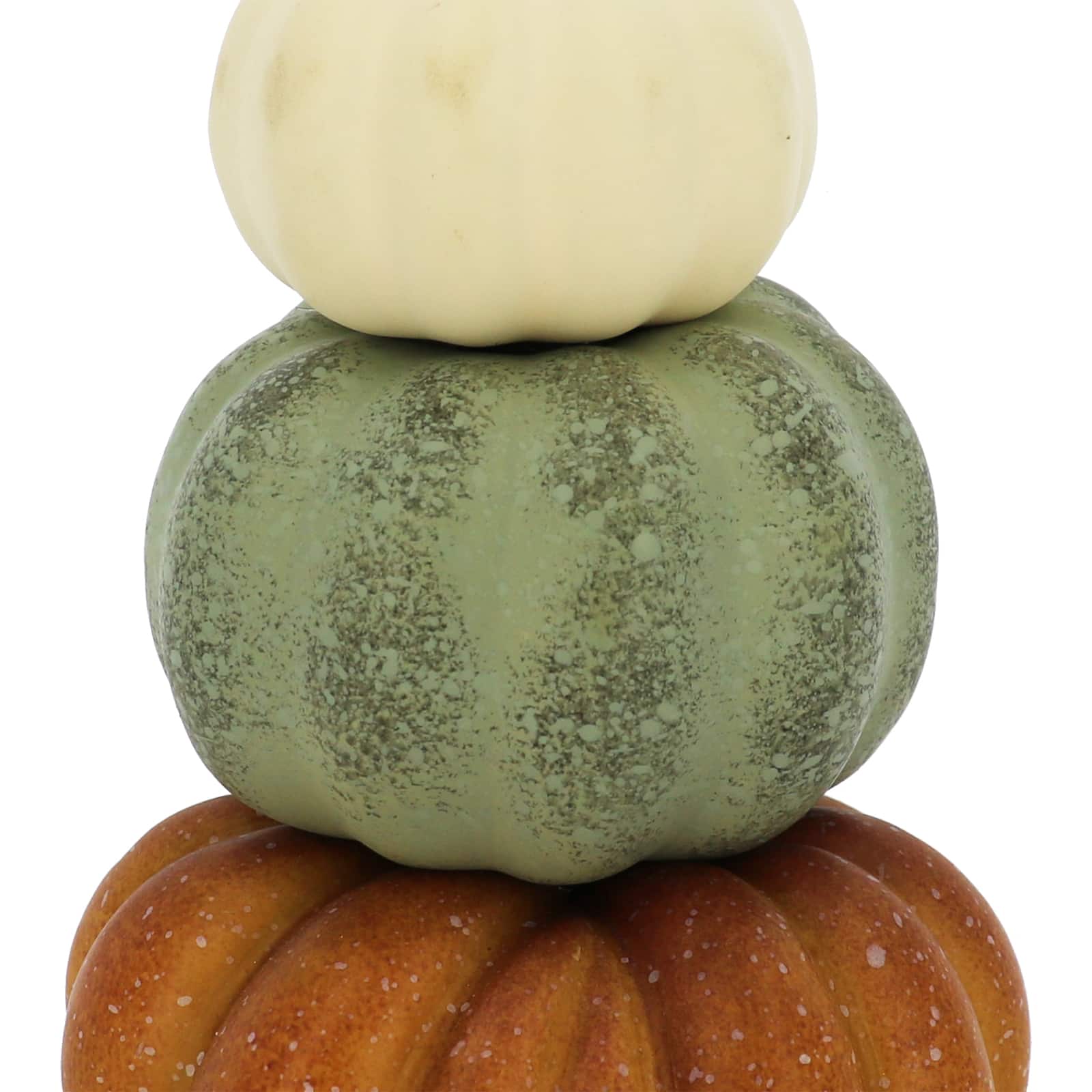 6.5" Cream, Green & Brown Stacked Decorative Pumpkins by Ashland®