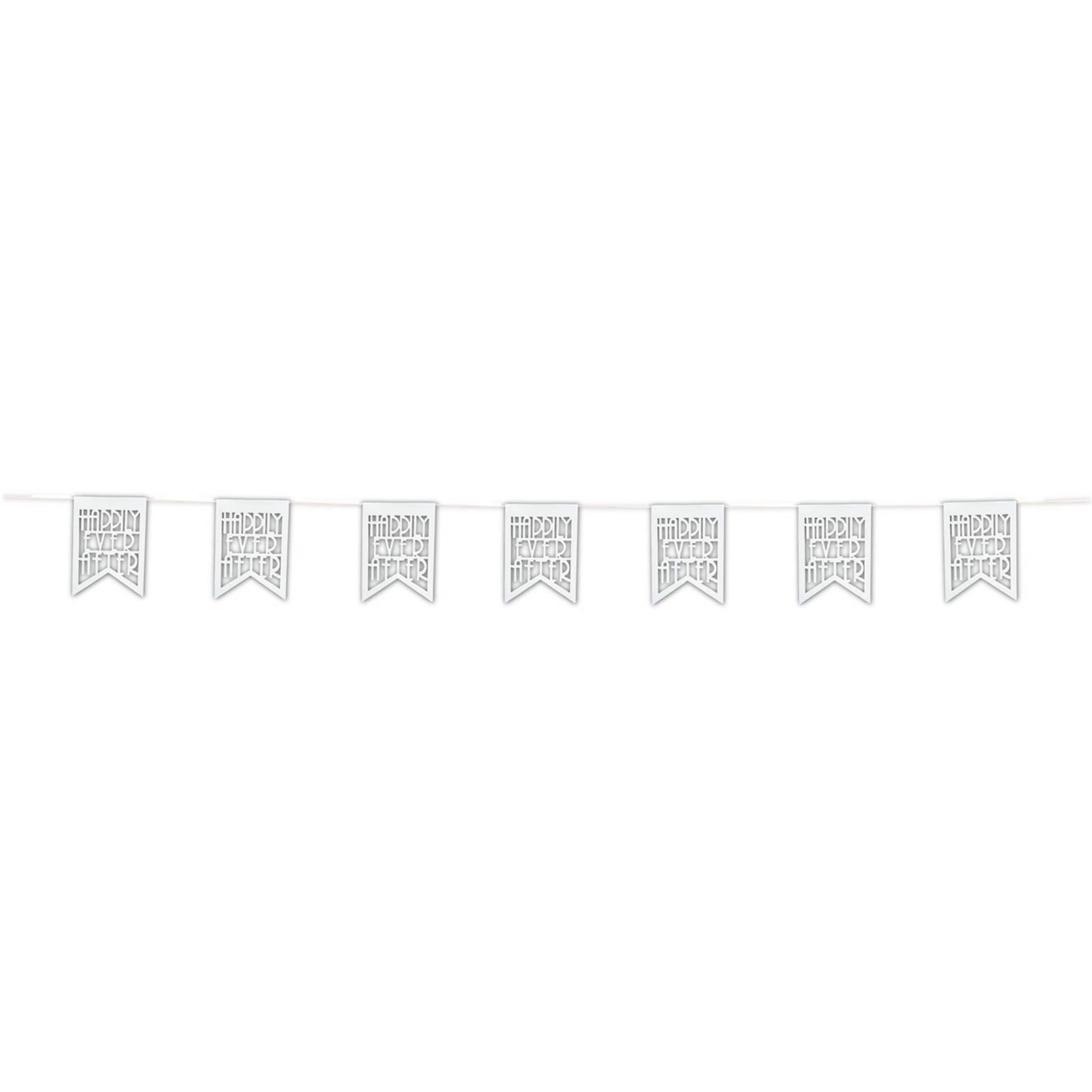 Beistle 18.75ft. White Happily Ever After Pennant Banner