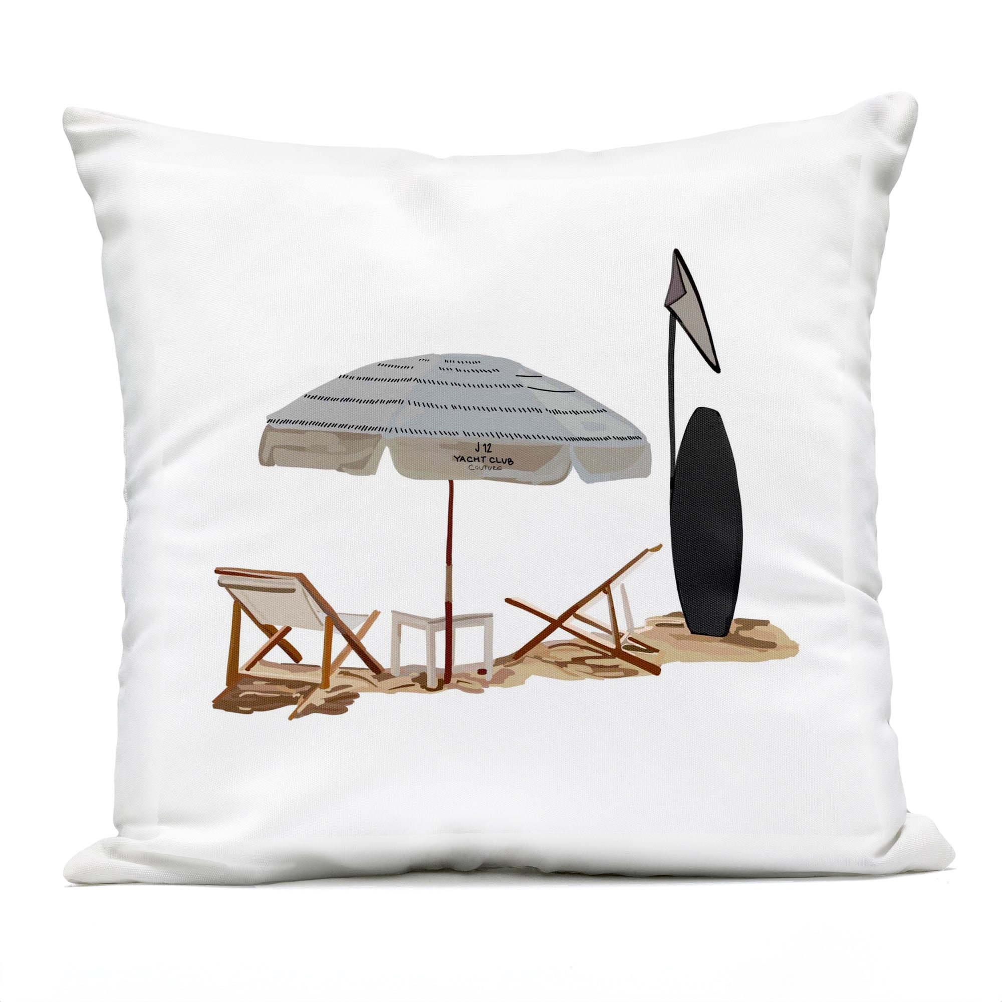 Stupell Industries 18" x 18" Summer Beach Surfboard Outdoor Print Throw Pillow