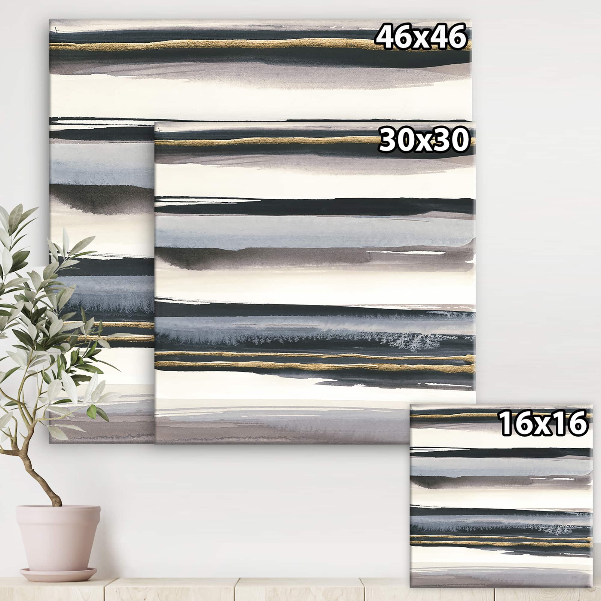 Designart - Gold Watercolor Amethyst I - Modern & Contemporary Premium Canvas Wall Art