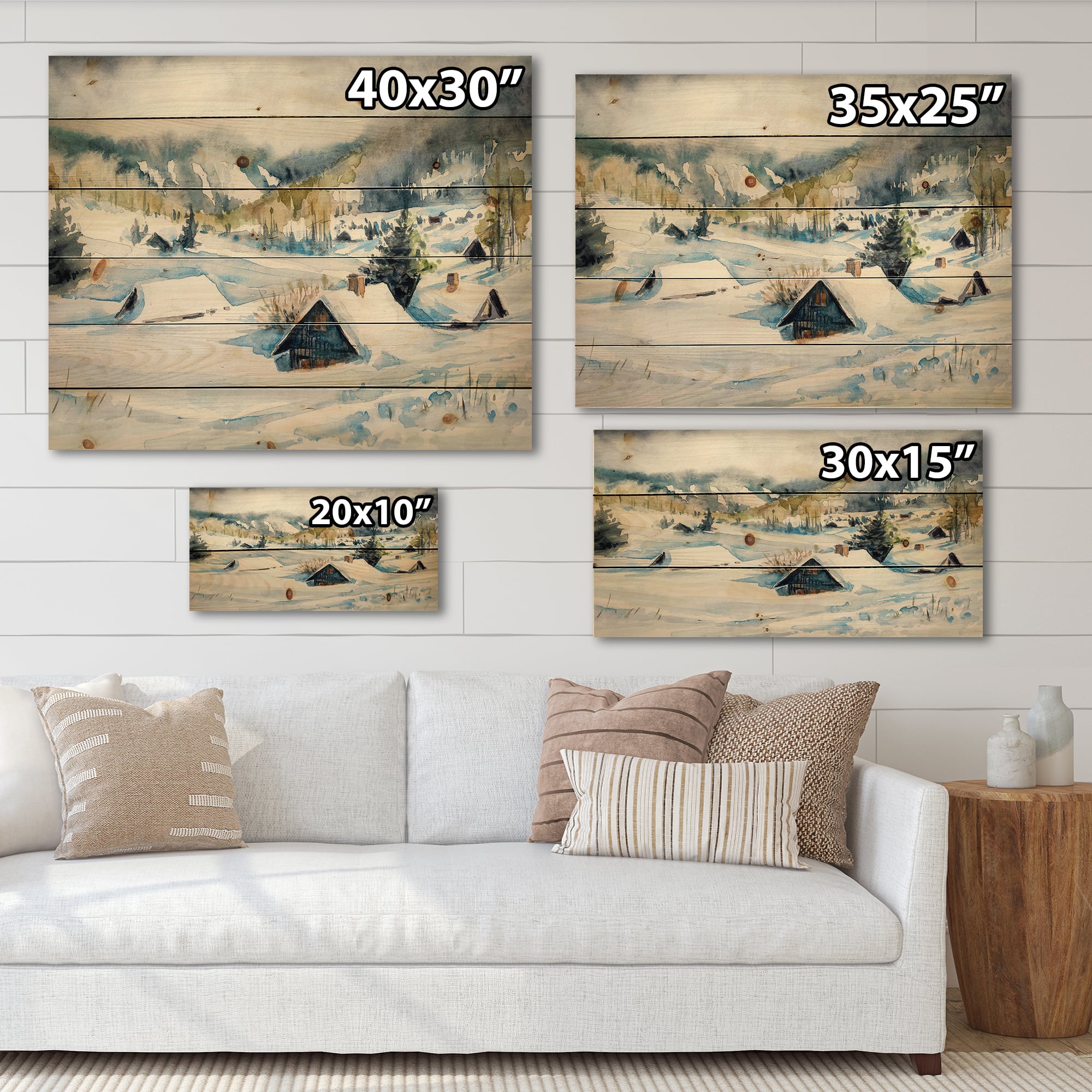 Designart - Mountain Village In Winter