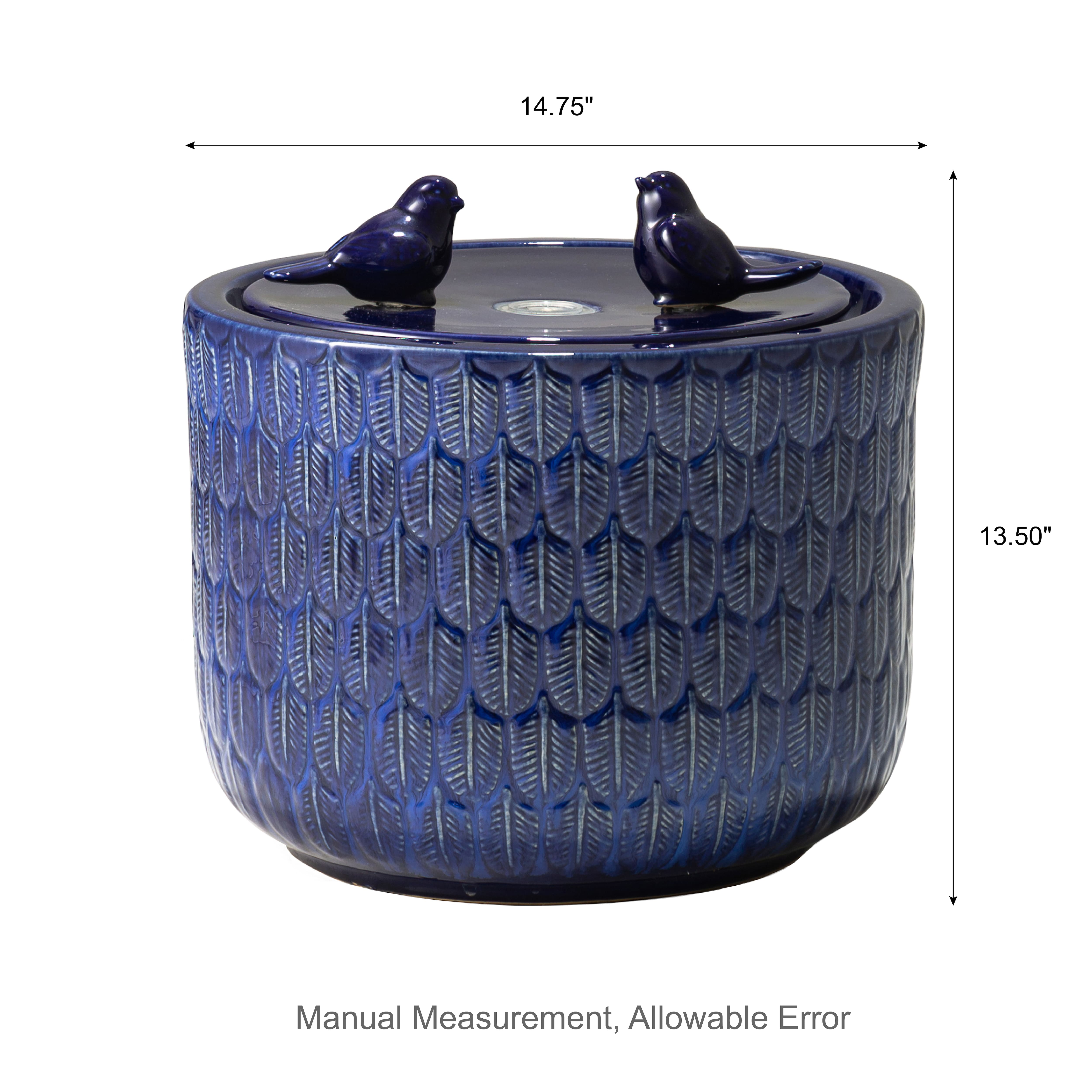 Glitzhome® 15" LED Bird Cylindrical Ceramic Fountain