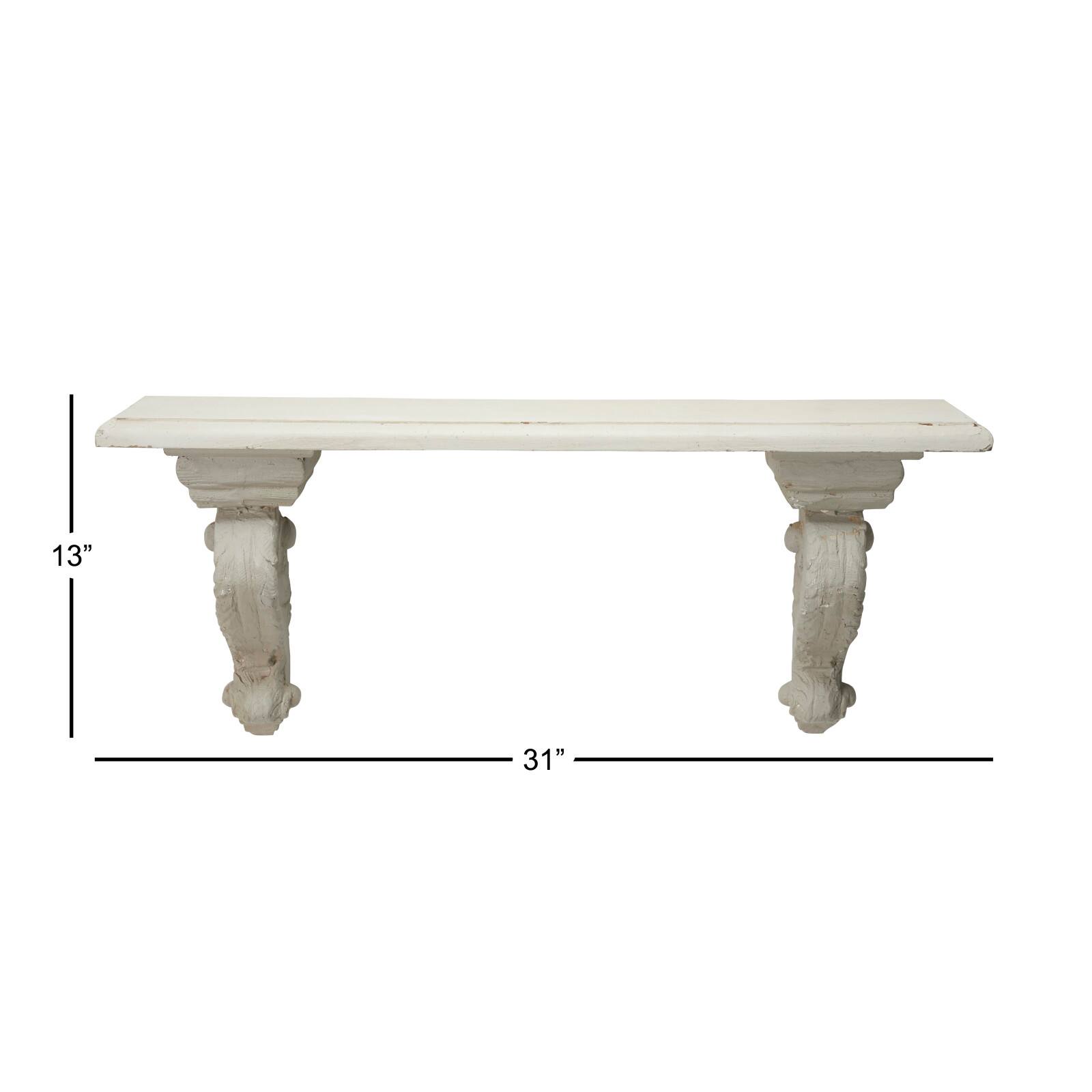 32" White Wood Farmhouse Wall Shelf