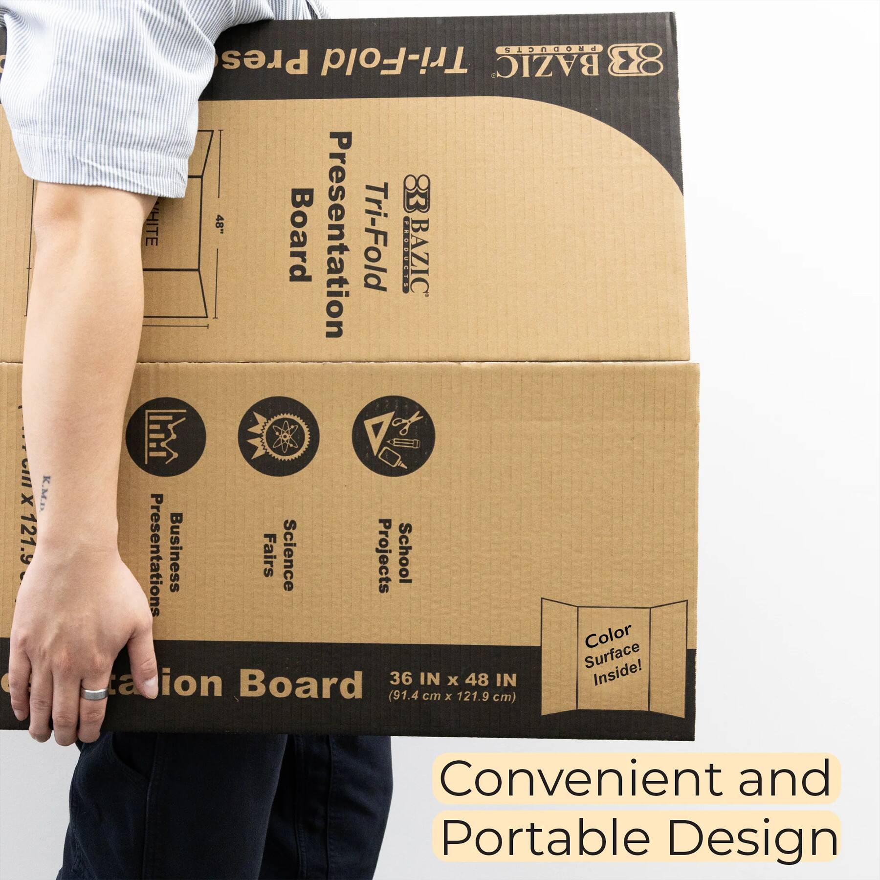 BAZIC Products® 36" x 48" Multicolor Tri-Fold Corrugated Presentation Boards, 24ct.
