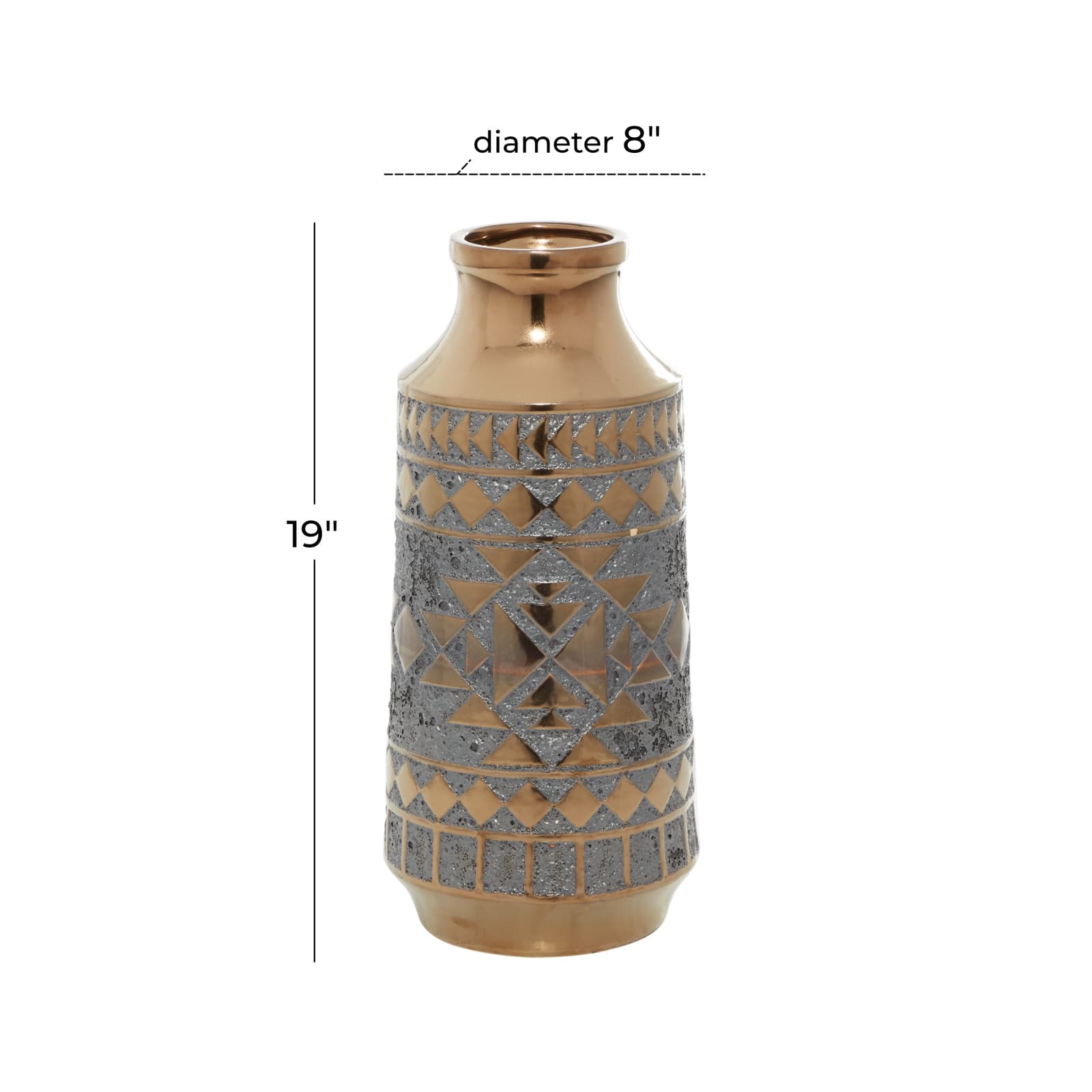 Gold Porcelain Contemporary Vase 18" x 8" x 8"