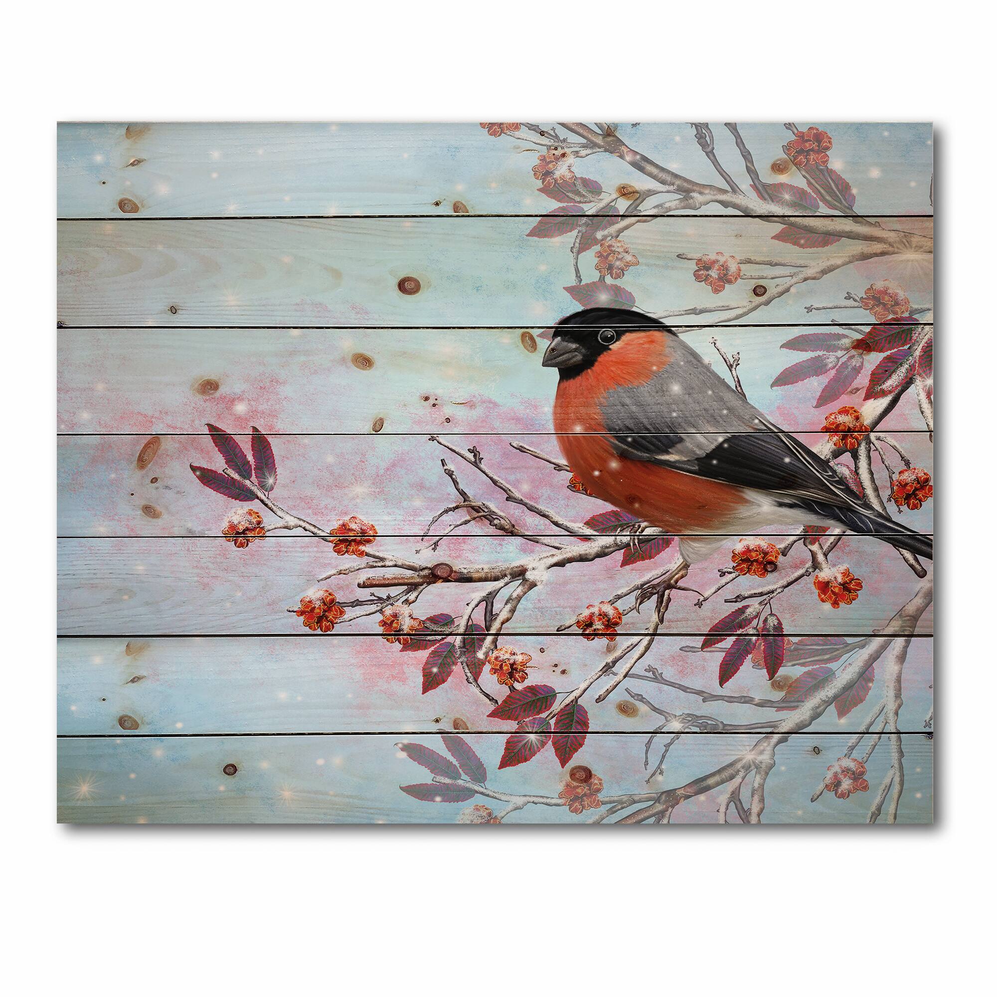 Designart - Two Bright Bird Bullfinch Bird Sitting On A Branch