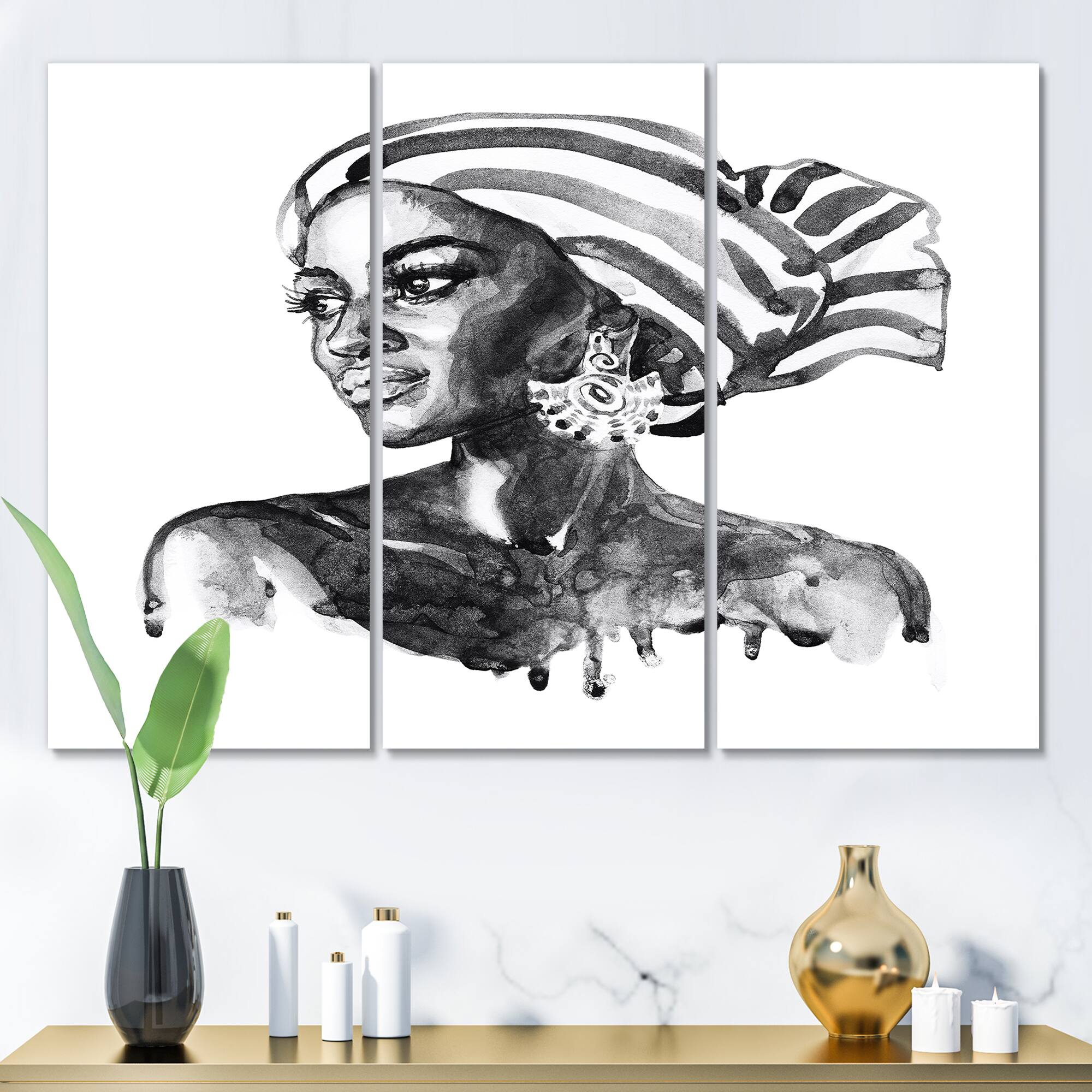 Designart - Portrait of African American Woman XII - Modern Canvas Wall Art Print
