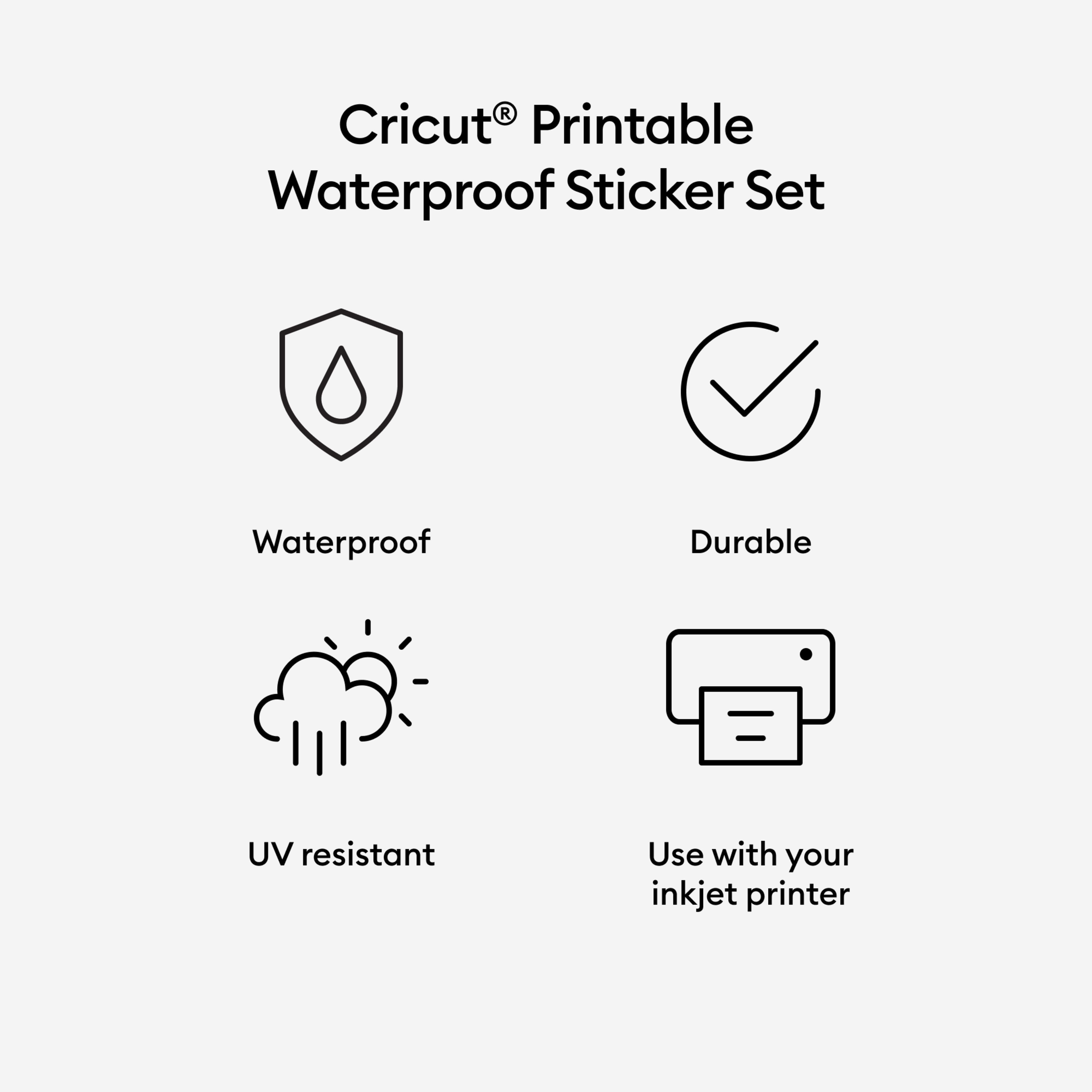 Cricut® Clear US Letter Waterproof Sticker Set, 6ct.