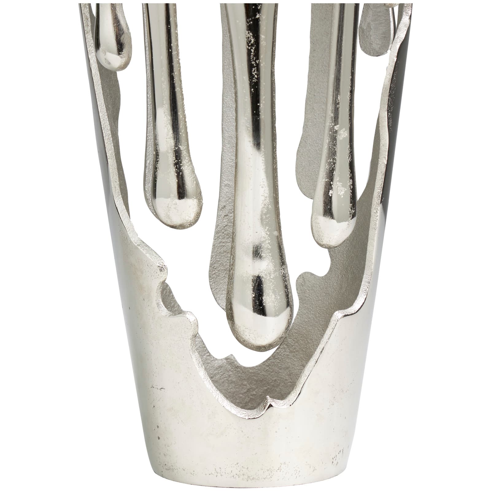 15" Silver Aluminum Melting Drip Vase