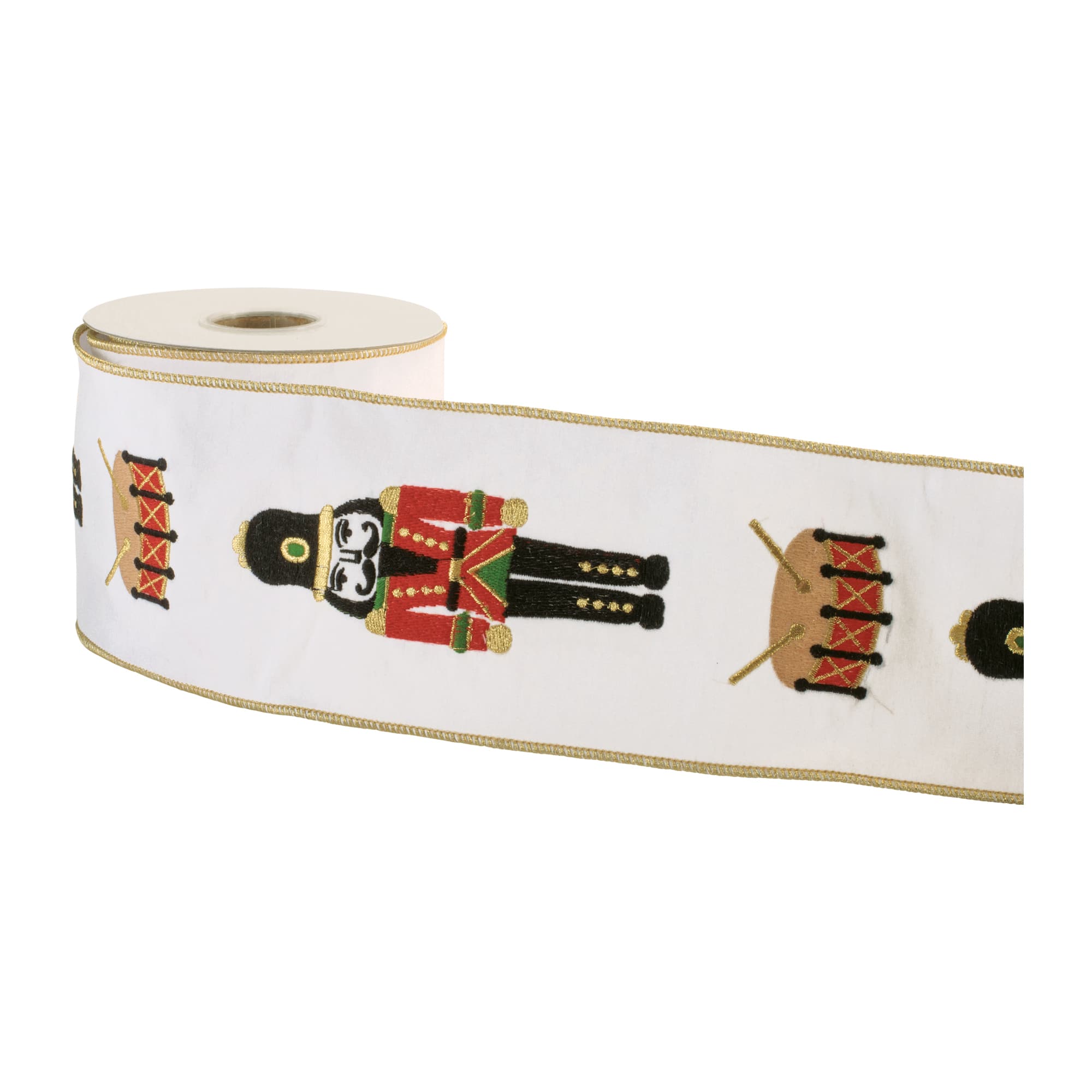 Melrose 4" x 5yd. Embroidered Nutcracker Wired Ribbon