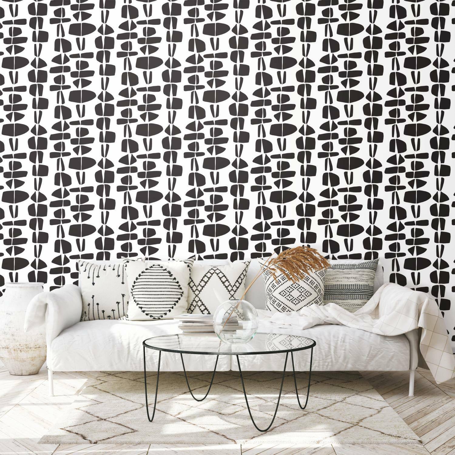 RoomMates Black Stacked Stones Peel & Stick Wallpaper