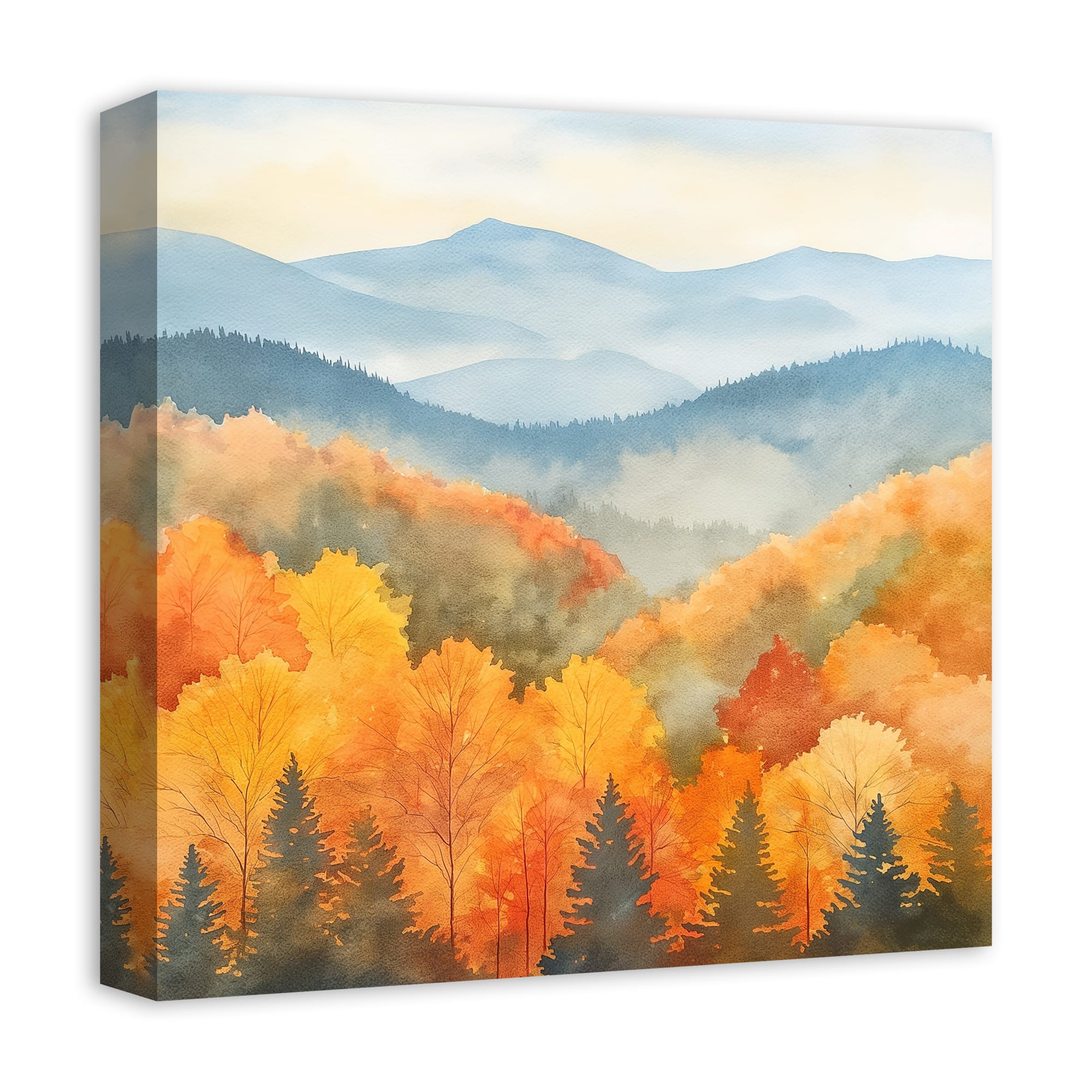 Fall Forest Landscape 16" x 16" Canvas Wall Art