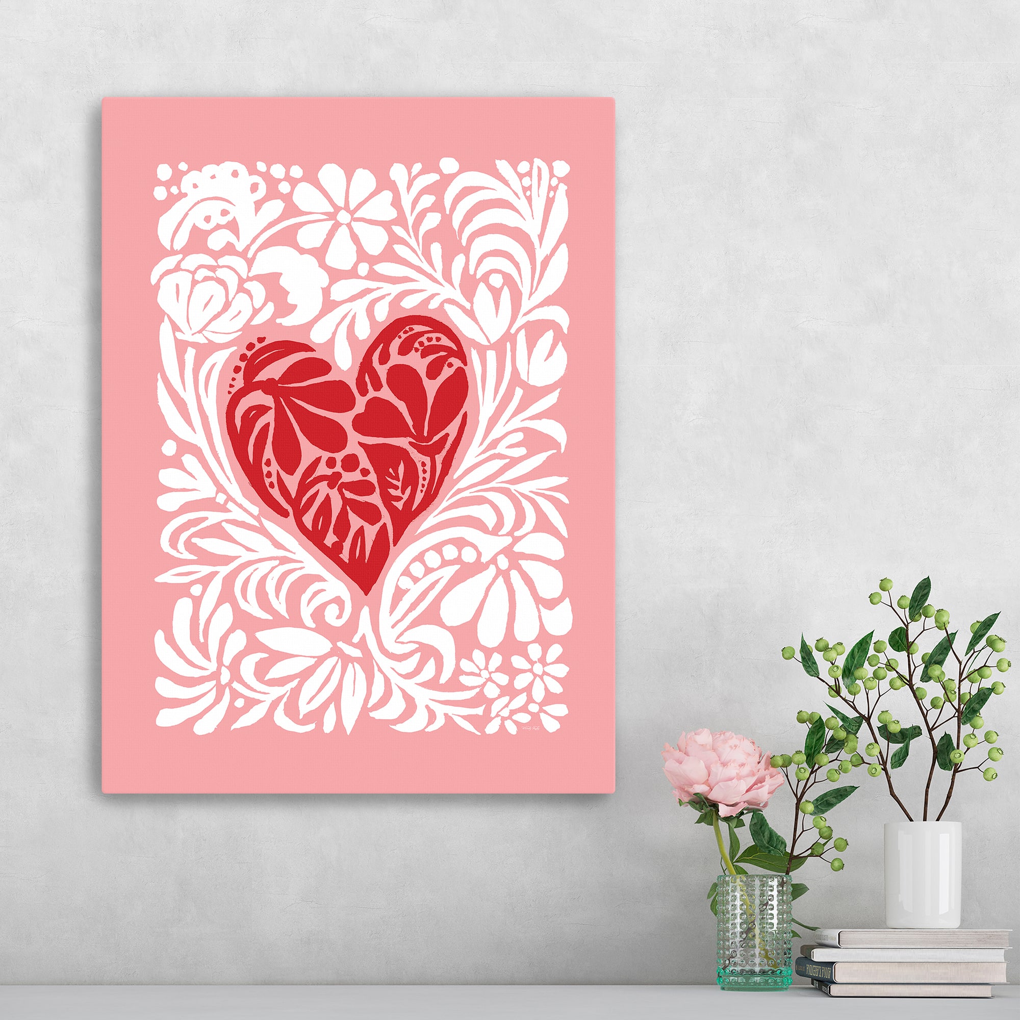 Red Heart Canvas Giclée Art