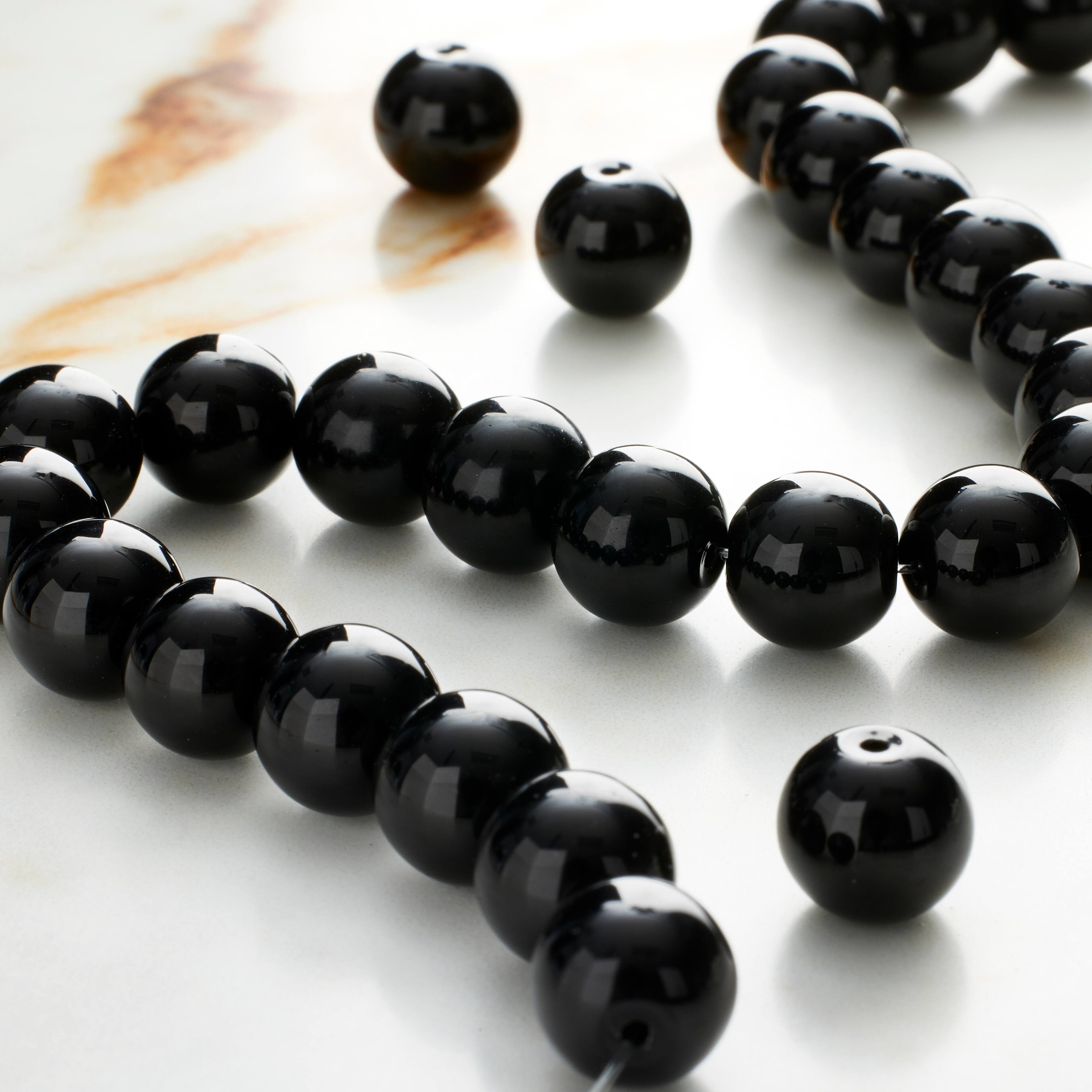 12 Packs: 26 ct. (312 total) Black Glass Round Beads, 10mm by Bead Landing™
